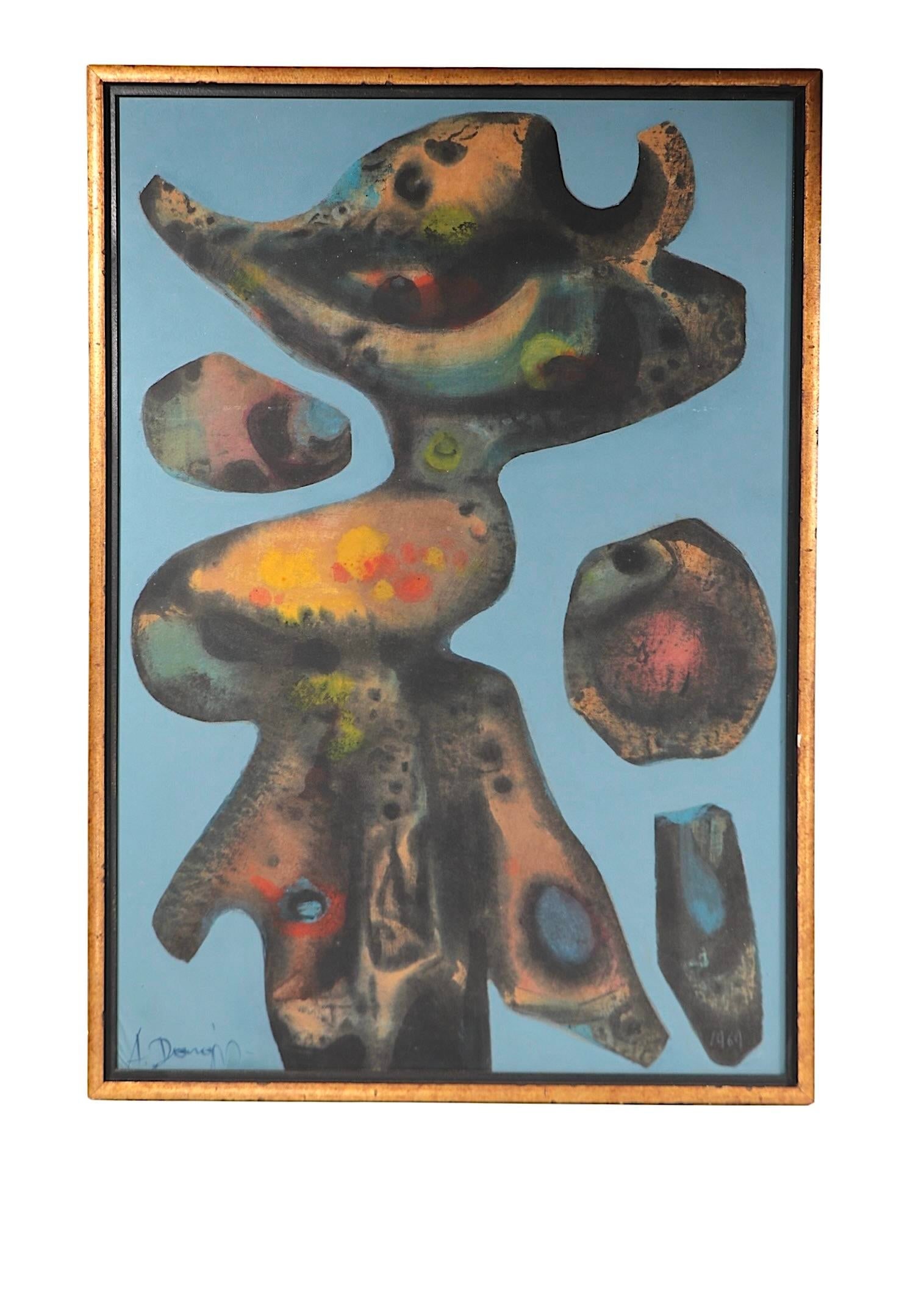 Abstract Oil Painting on Board Signed Dargis C. 1969 - 3