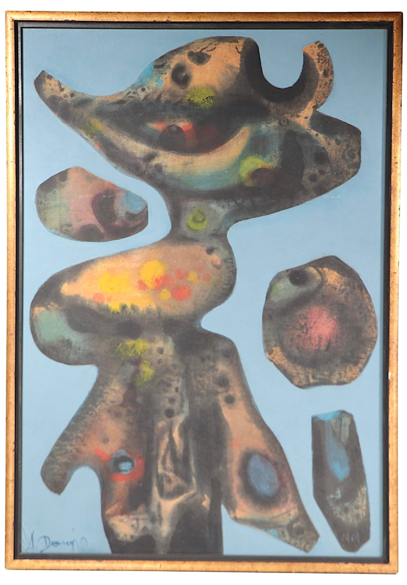 Abstract Oil Painting on Board Signed Dargis C. 1969 - 4