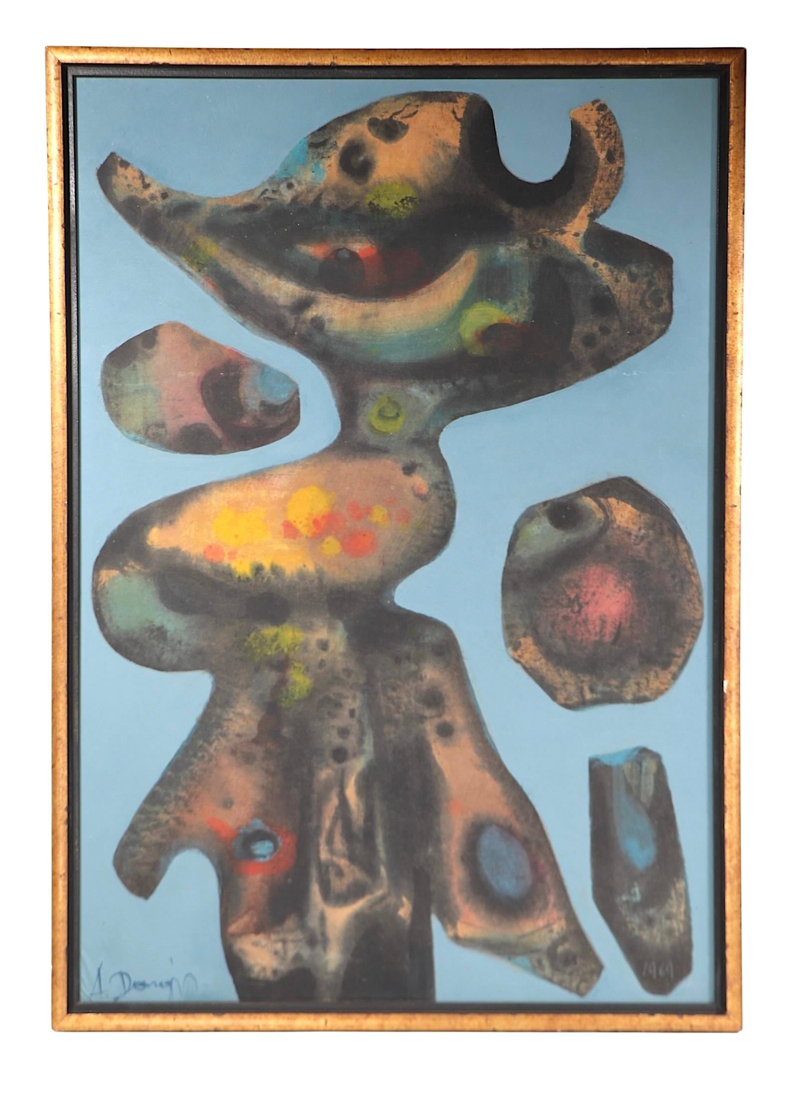 Abstract Oil Painting on Board Signed Dargis C. 1969 - 5