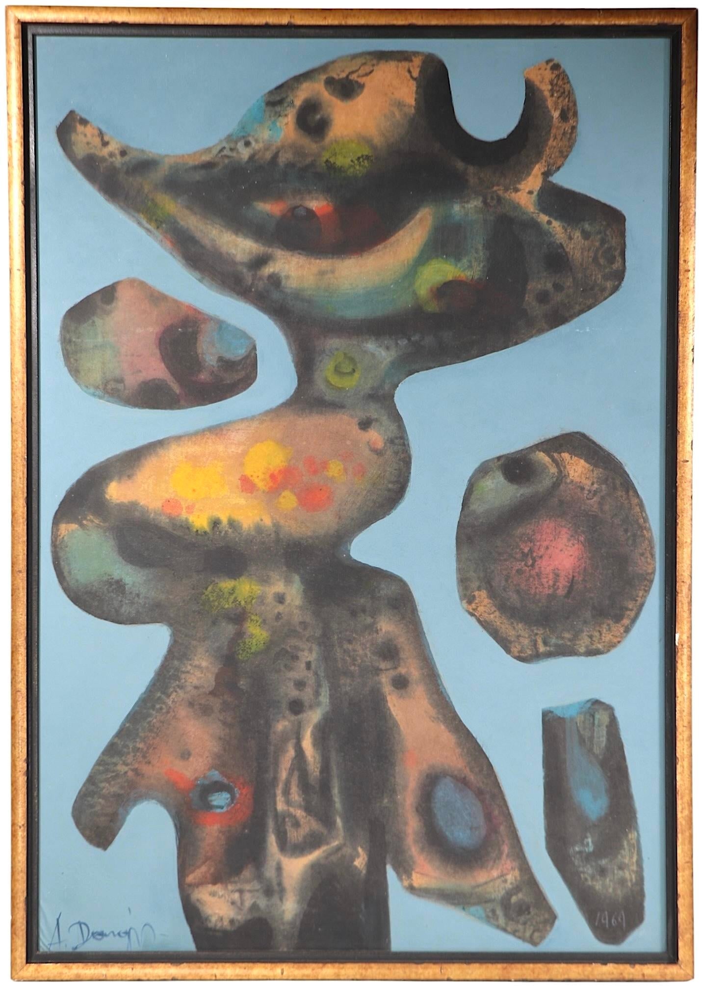 Abstract Oil Painting on Board Signed Dargis C. 1969 - 6