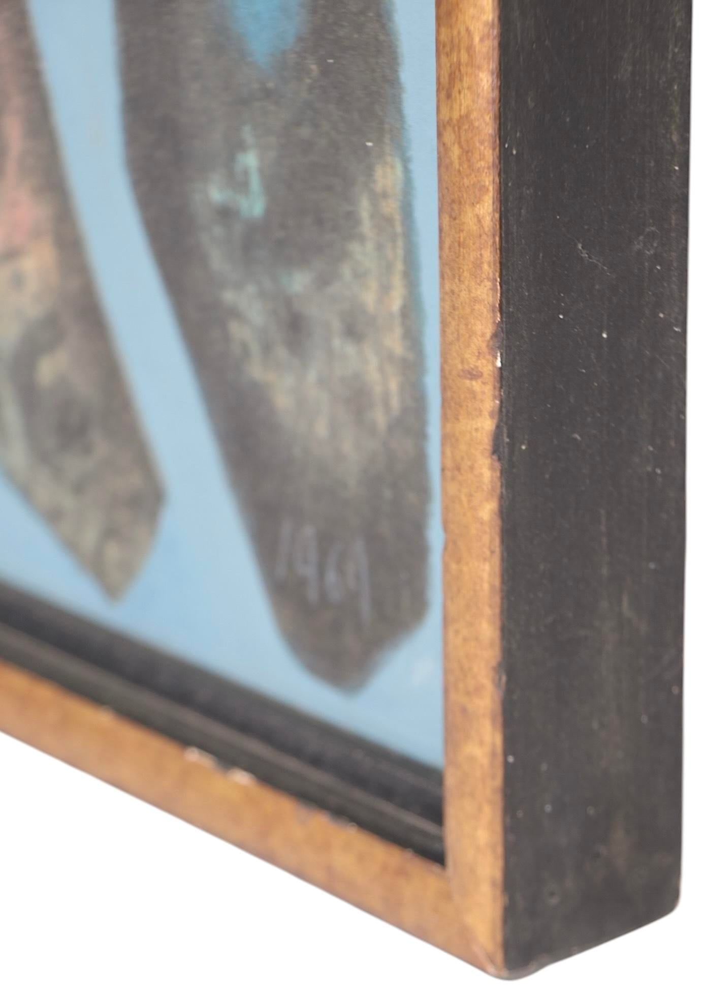 Abstract Oil Painting on Board Signed Dargis C. 1969 - 8