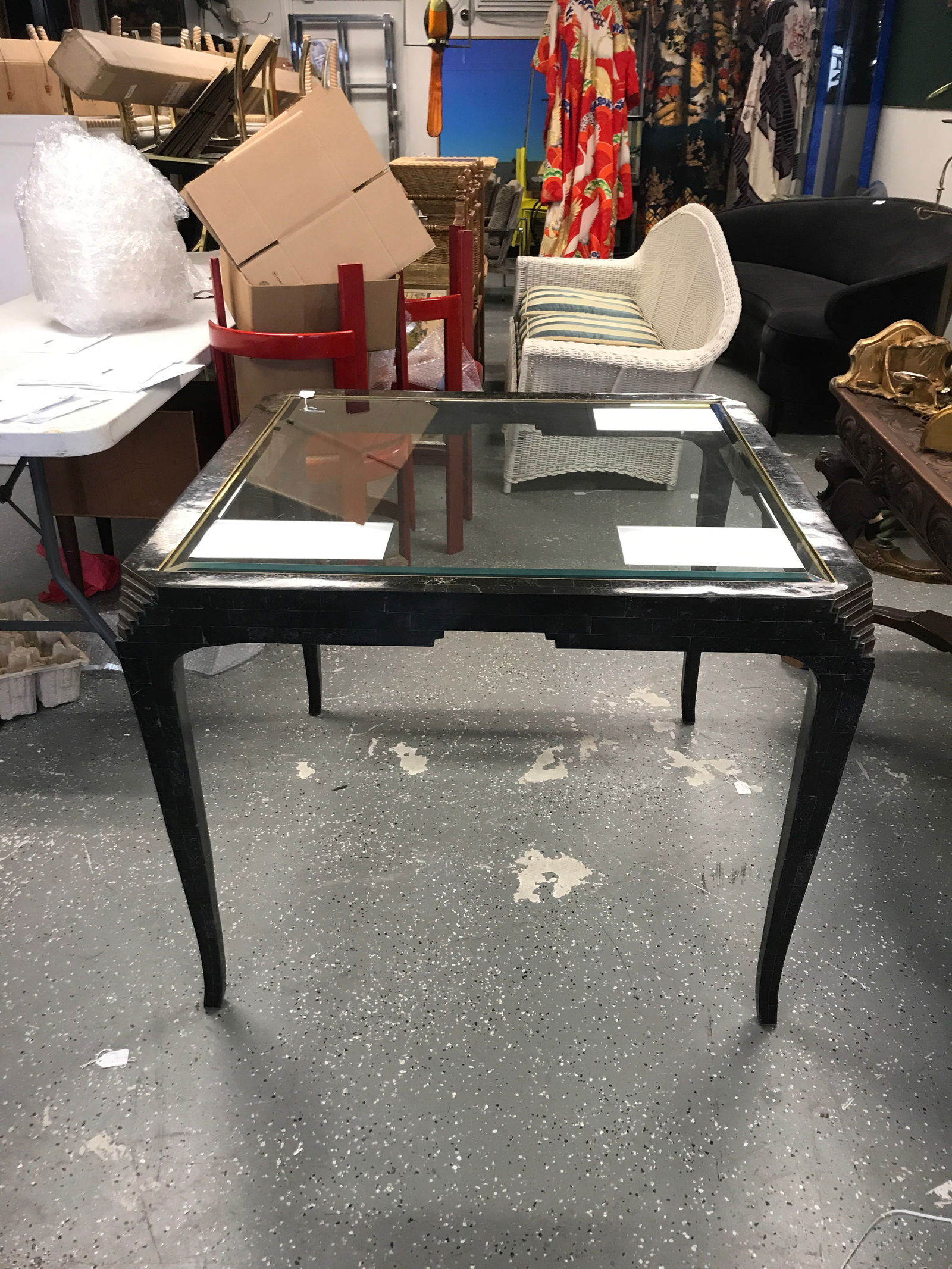 1970s Maitland Smith Tessellated Marble and Glass GameTable - 7