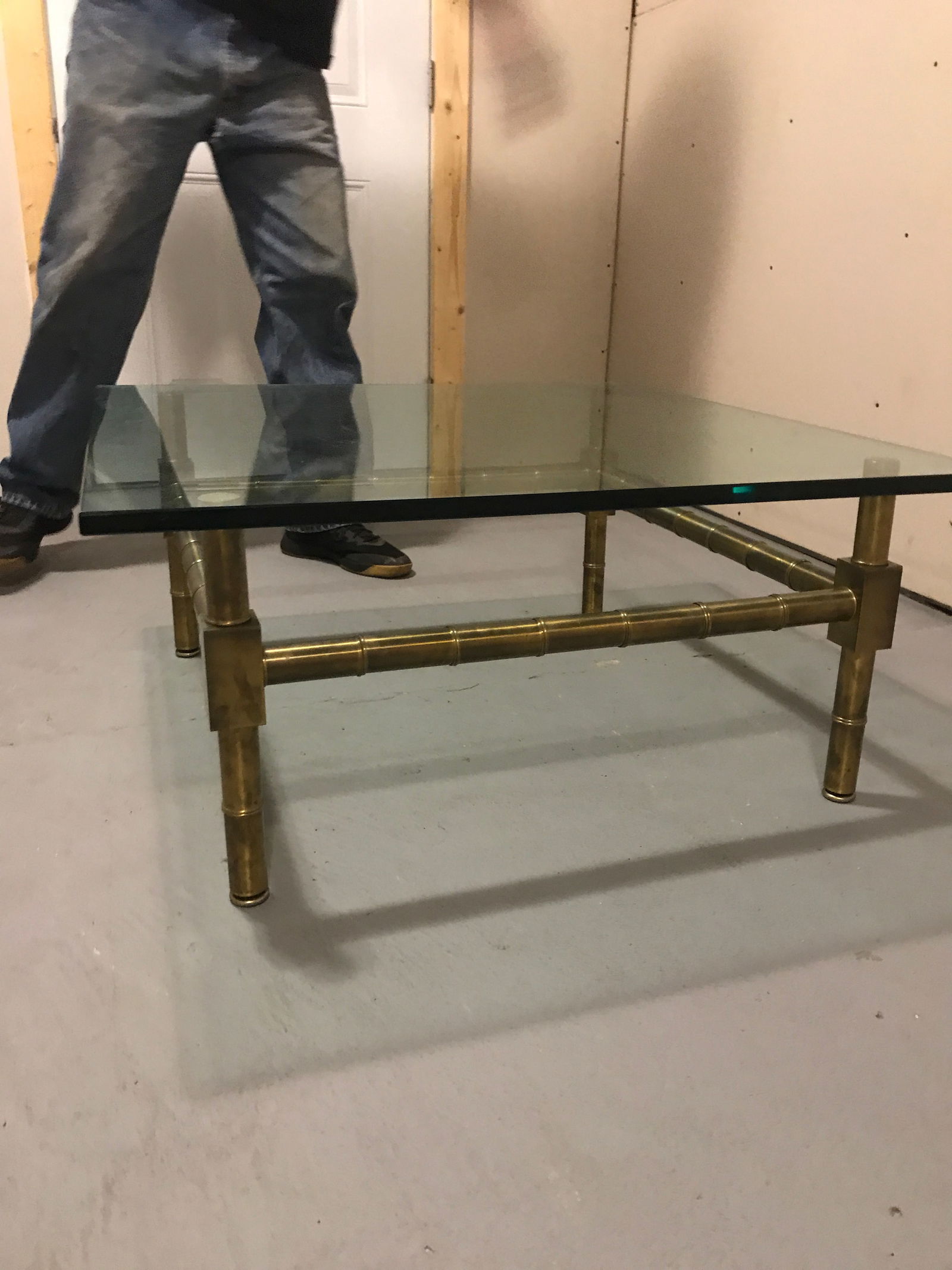 20th Century Hollywood Regency Brass Bamboo Glass Top Coffee Table - 3