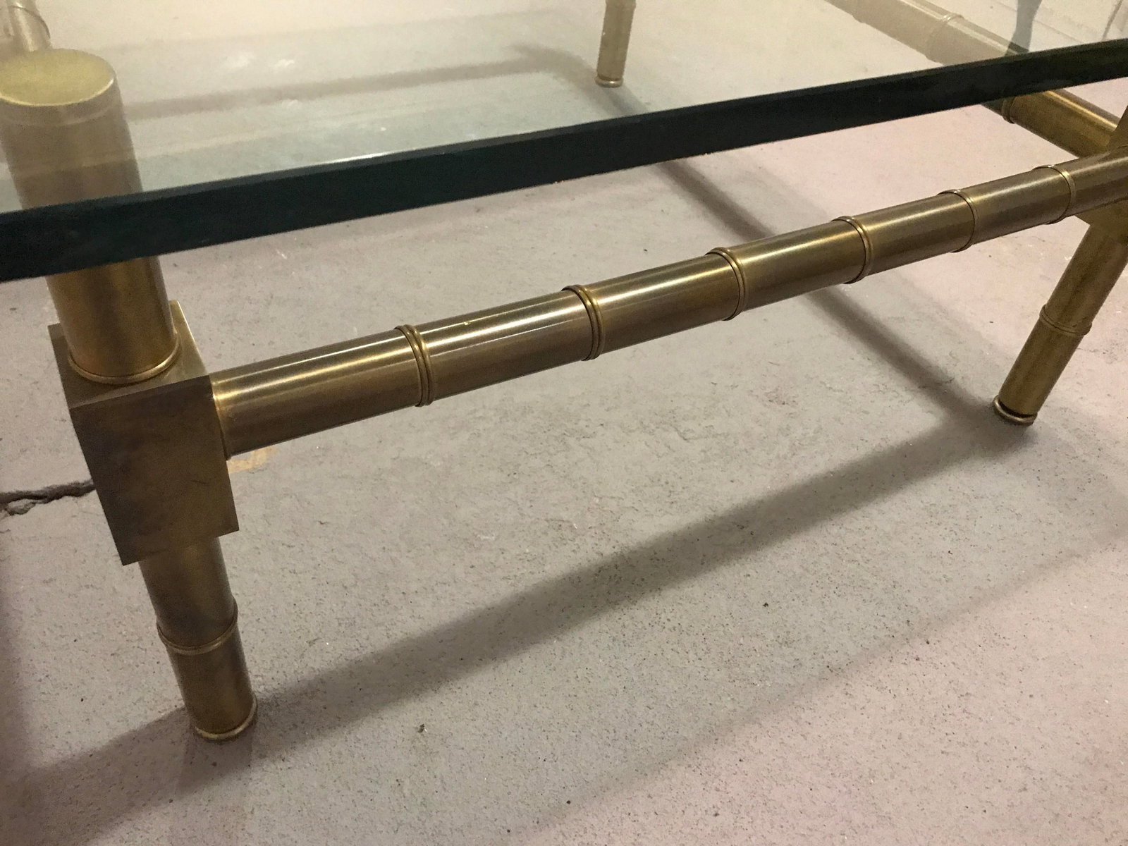 20th Century Hollywood Regency Brass Bamboo Glass Top Coffee Table - 9
