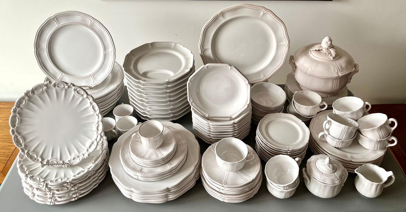 Vintage Motton Faience-8 Place Settings & Serving-106 Pieces-France - 12