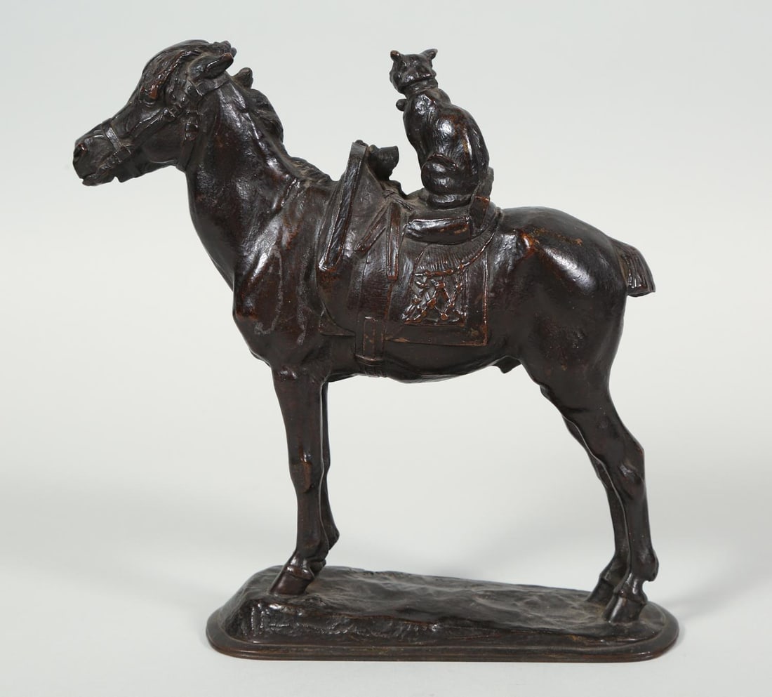 Late 19th Century Emmanuel Fremiet Horse & Cat Bronze Sculpture - 4