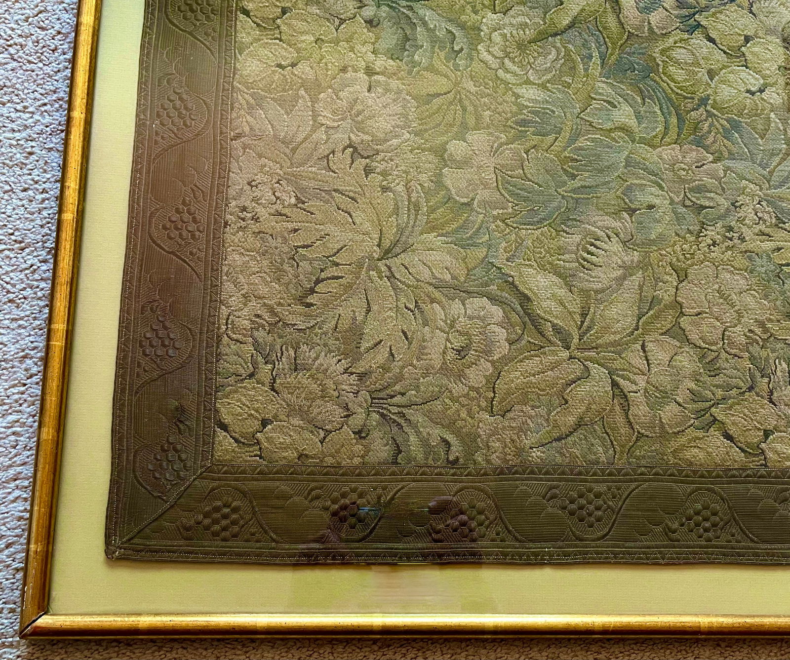Antique French 'Verdure' Tapestry-Custom Gilt Frame - 4
