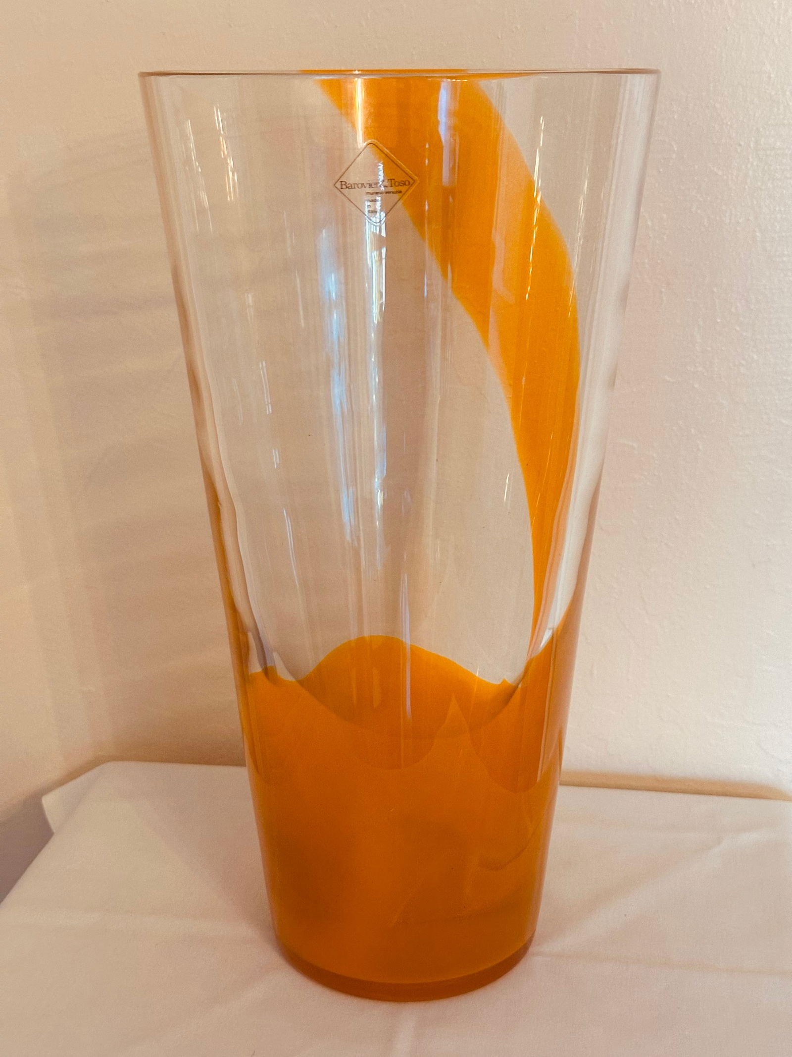 Barovier & Toso Orange Murano Glass Vase - 3