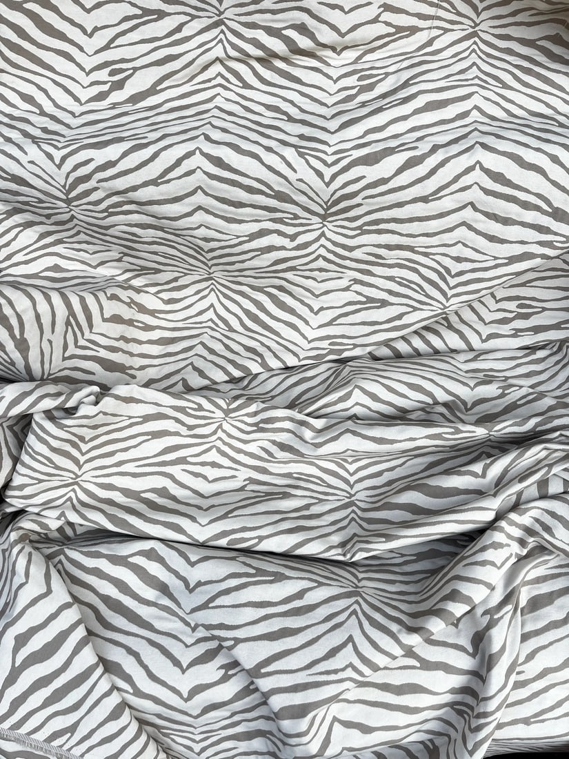 Gray Greige Neutral Zebra Hide Print Jacquard Upholstery Fabric- 3.25 Yards: Three and a quarter yards of sumptuous zebra print jacquard upholstery or curtain fabric. The material is reversible; you choose whether to showcase the side that is more white dominate or the side