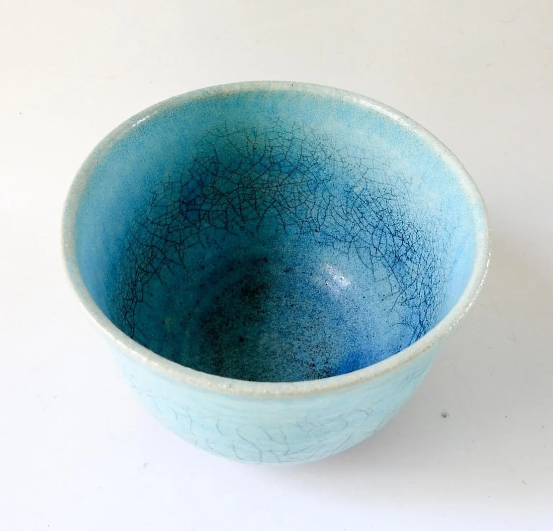 Nancy Pawel Turquoise Raku Bowl - 2