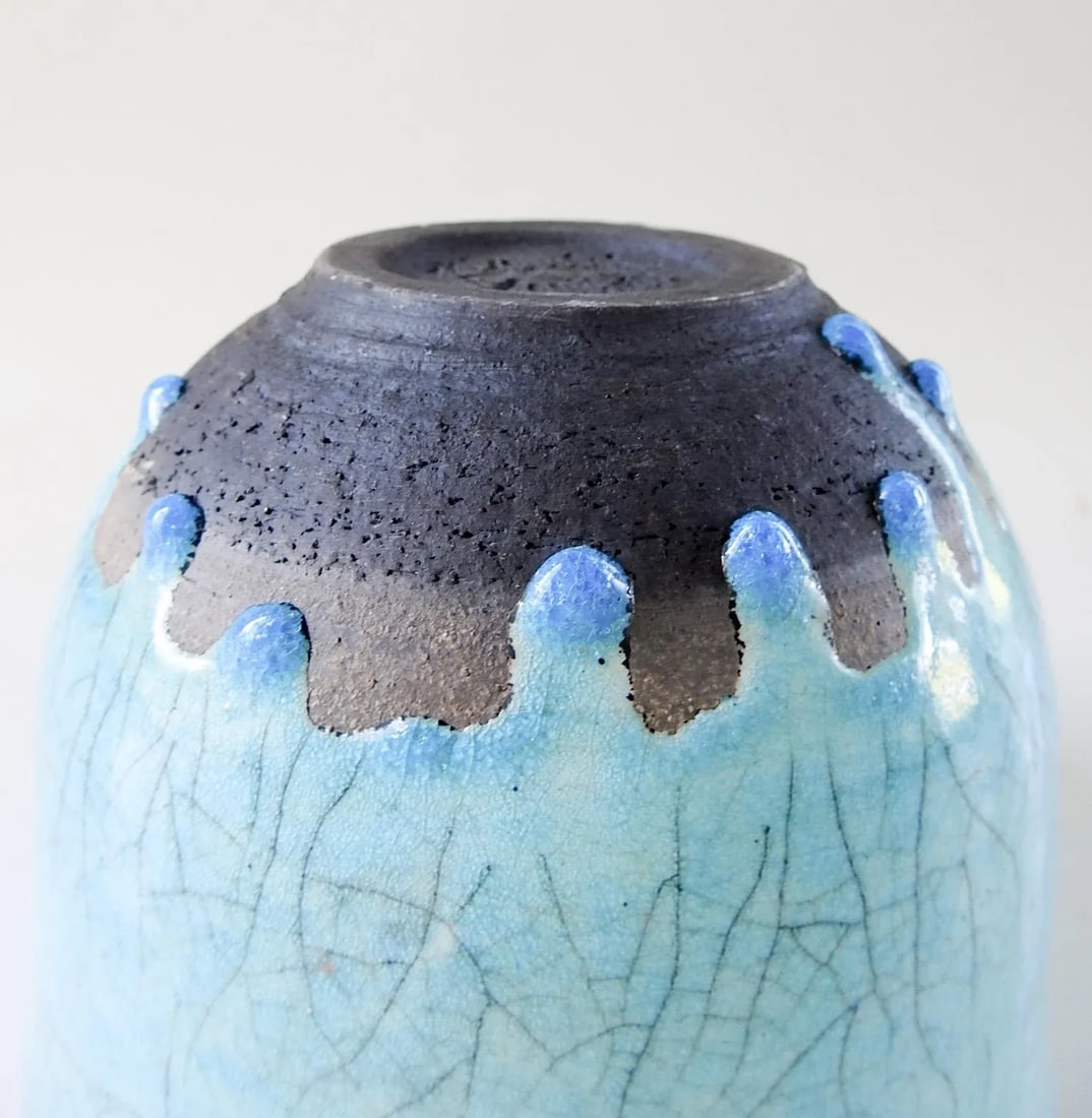 Nancy Pawel Turquoise Raku Bowl - 6
