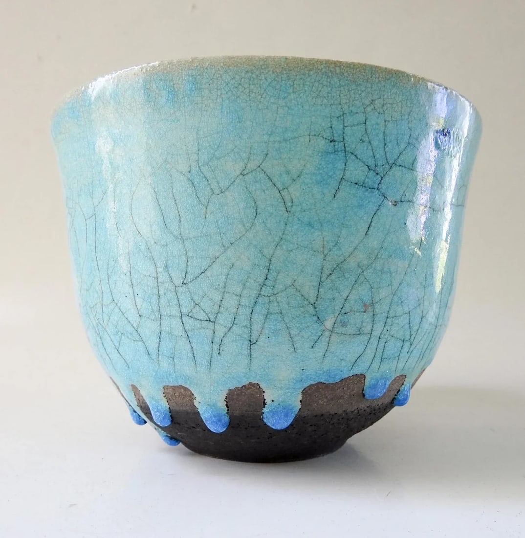 Nancy Pawel Turquoise Raku Bowl - 8