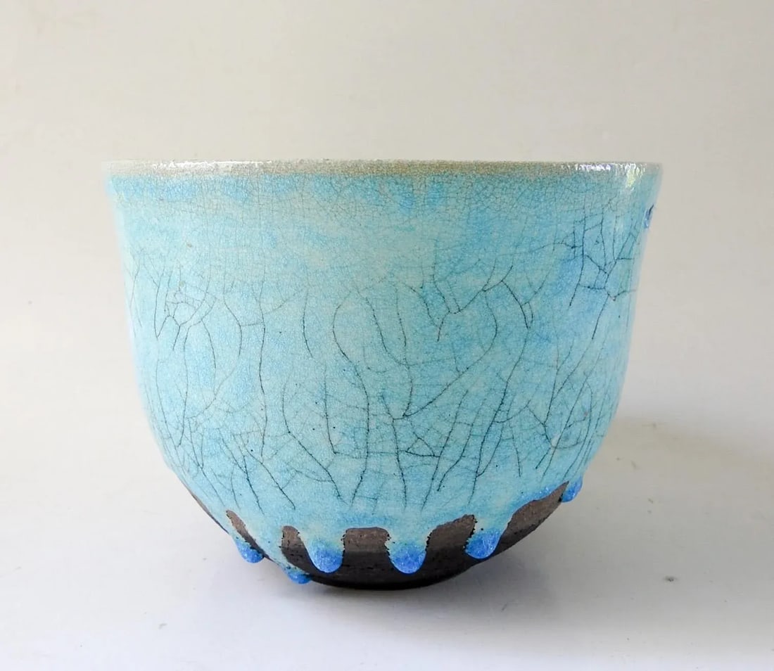 Nancy Pawel Turquoise Raku Bowl - 9