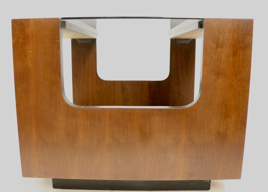 Mid Century Hexagonal Lane End Side Table With Smoked Glass Top - 3