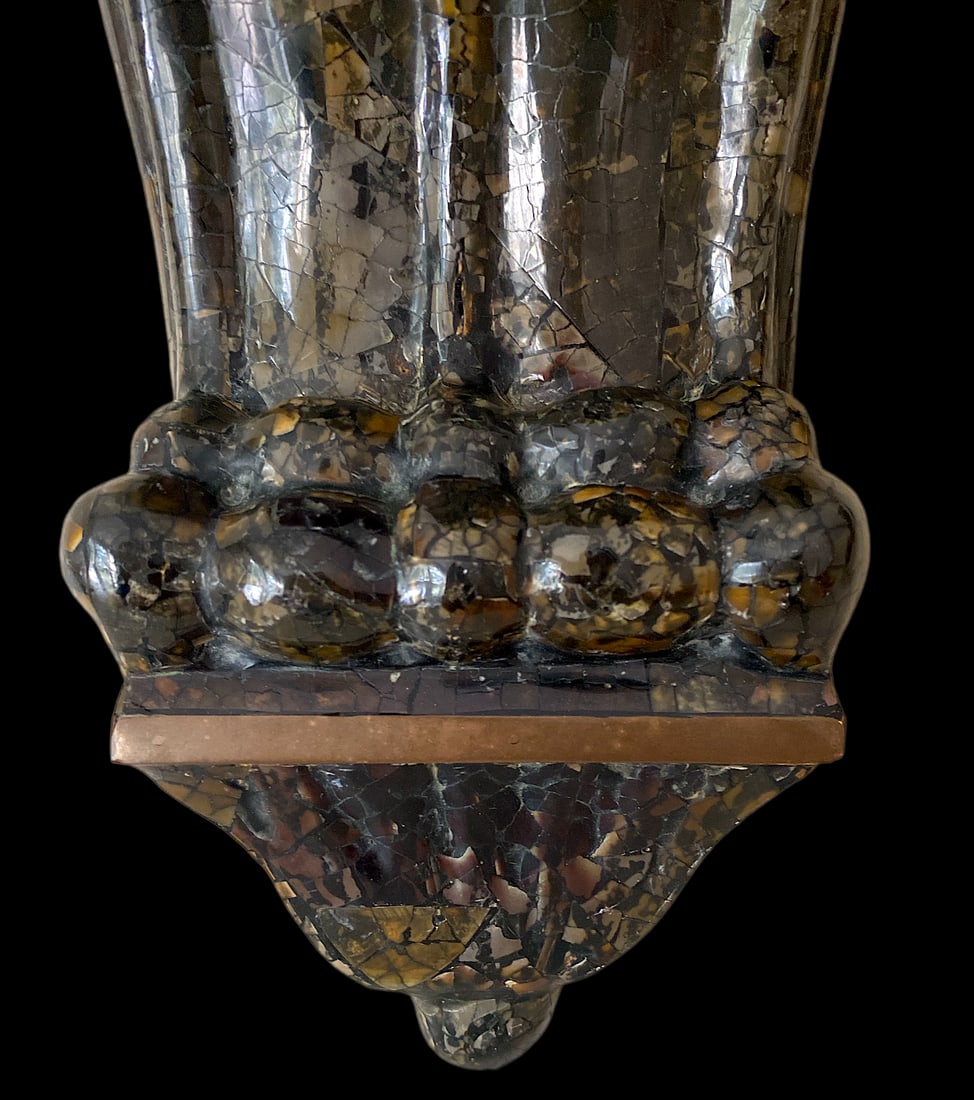 1980s Large Pair of Tessellated Pen Shell and Brass Wall Brackets Attributed to Maitland-Smith - 8