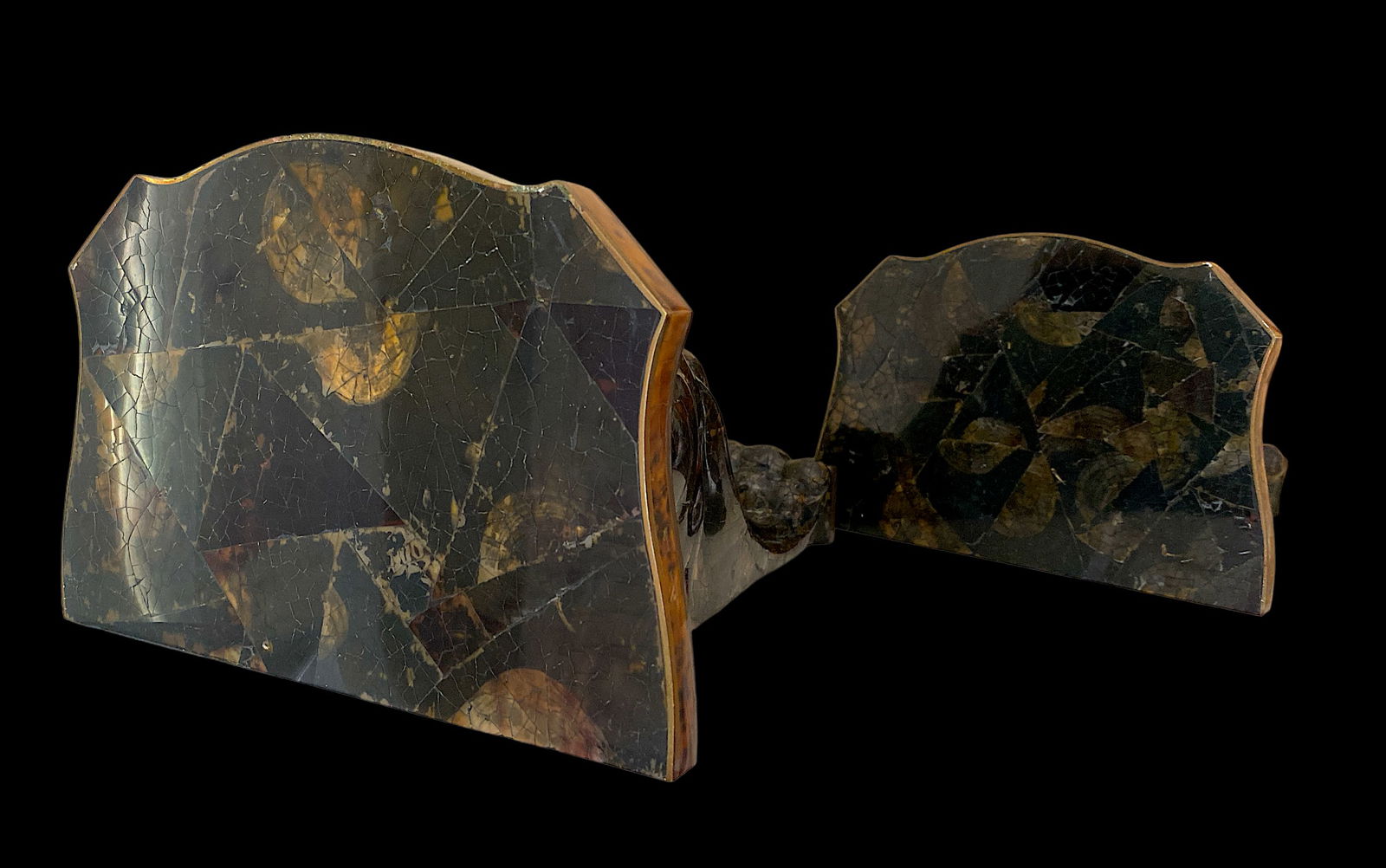 1980s Large Pair of Tessellated Pen Shell and Brass Wall Brackets Attributed to Maitland-Smith - 9