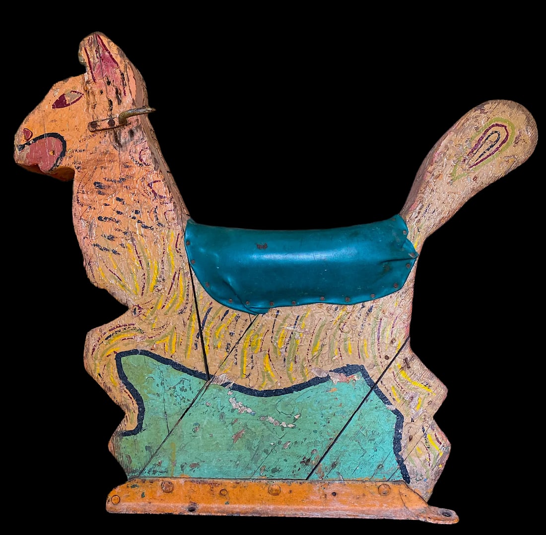 19th Century Antique Hand Made Wooden Carousel Carnival Ride Seat Llama or Camel - 12