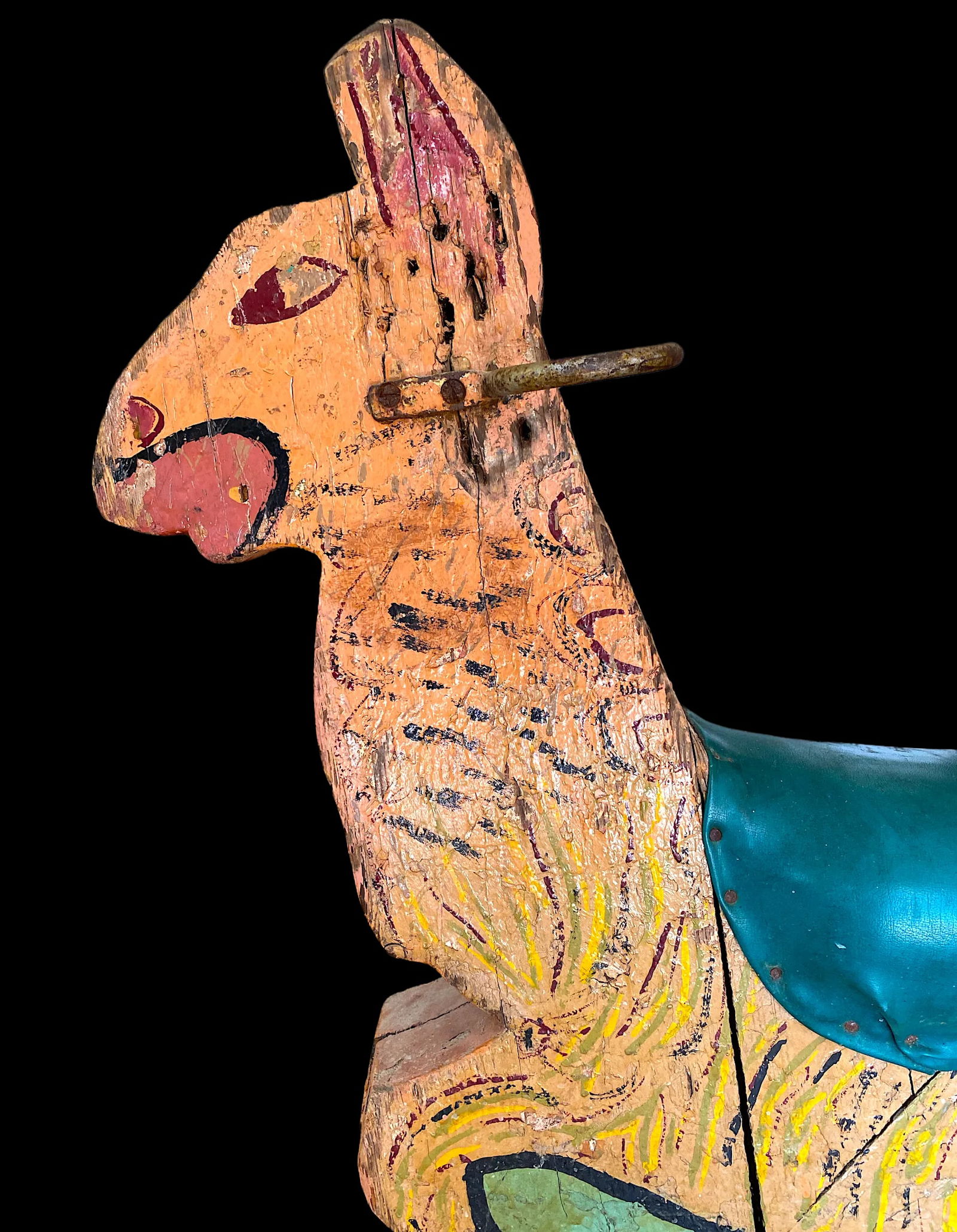 19th Century Antique Hand Made Wooden Carousel Carnival Ride Seat Llama or Camel - 2