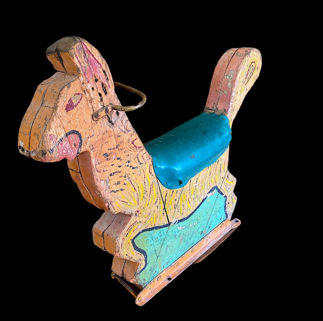 19th Century Antique Hand Made Wooden Carousel Carnival Ride Seat Llama or Camel - 3