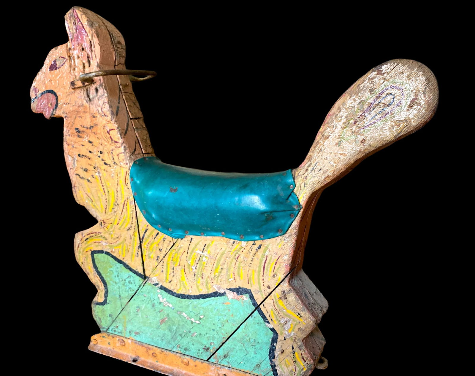 19th Century Antique Hand Made Wooden Carousel Carnival Ride Seat Llama or Camel - 4