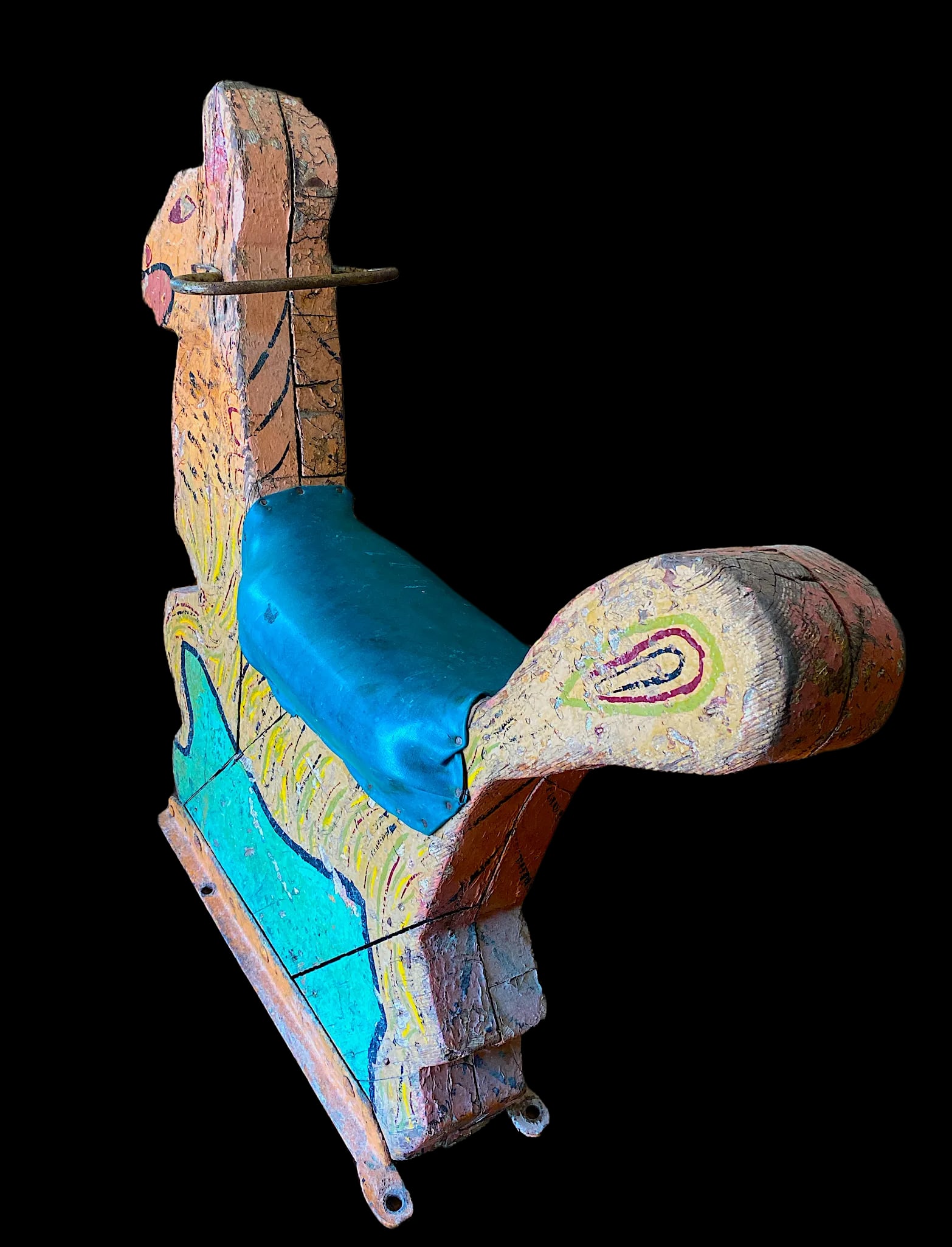 19th Century Antique Hand Made Wooden Carousel Carnival Ride Seat Llama or Camel - 5