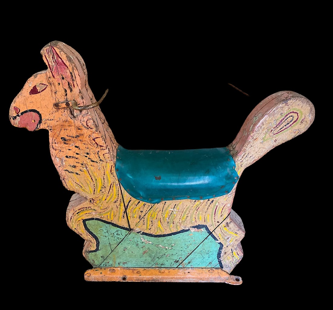 19th Century Antique Hand Made Wooden Carousel Carnival Ride Seat Llama or Camel - 6