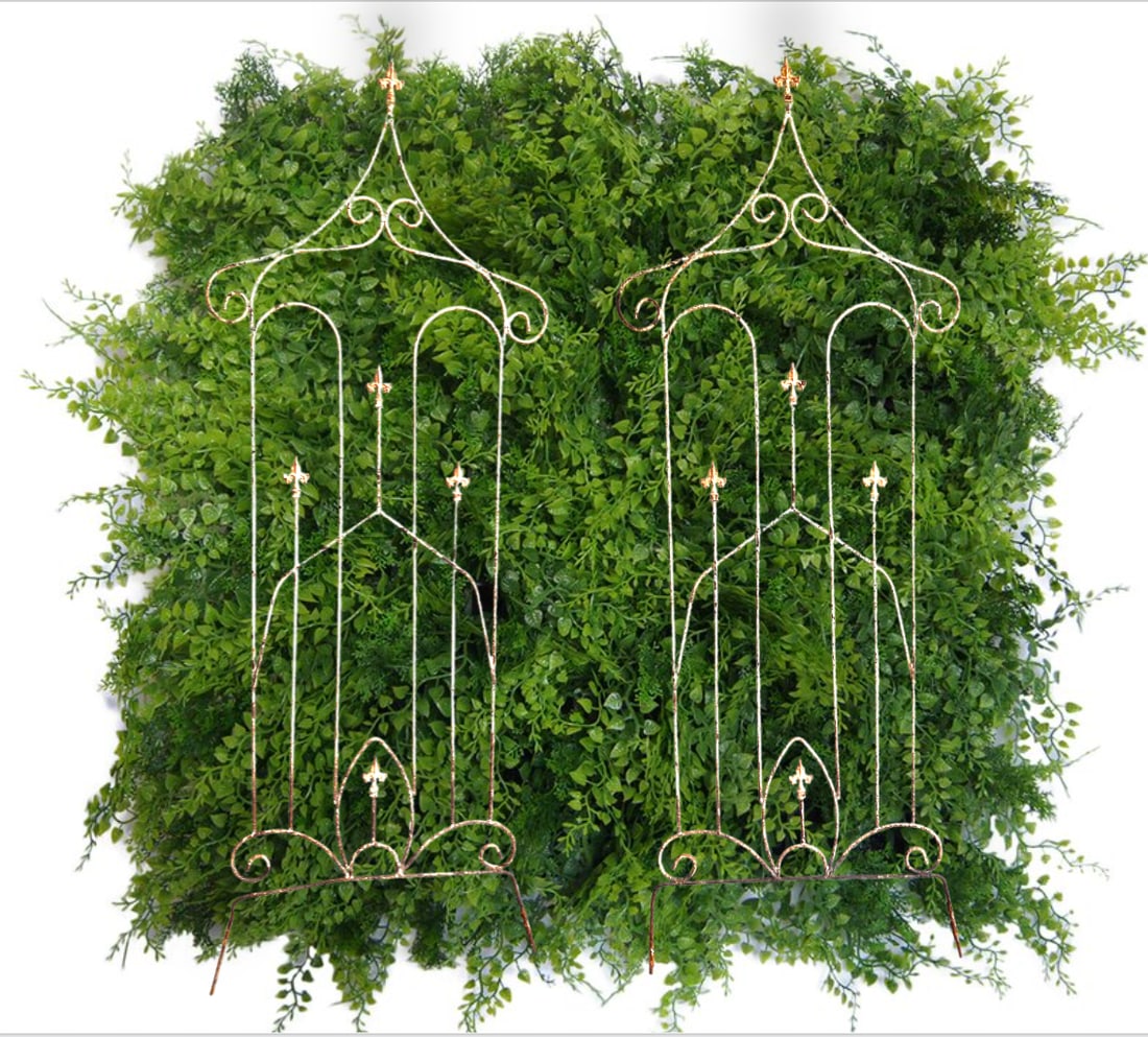 Early 20th Century Monumental French Antique Iron Trellis With Fleur De Lis and Pagoda Details - A P - 4