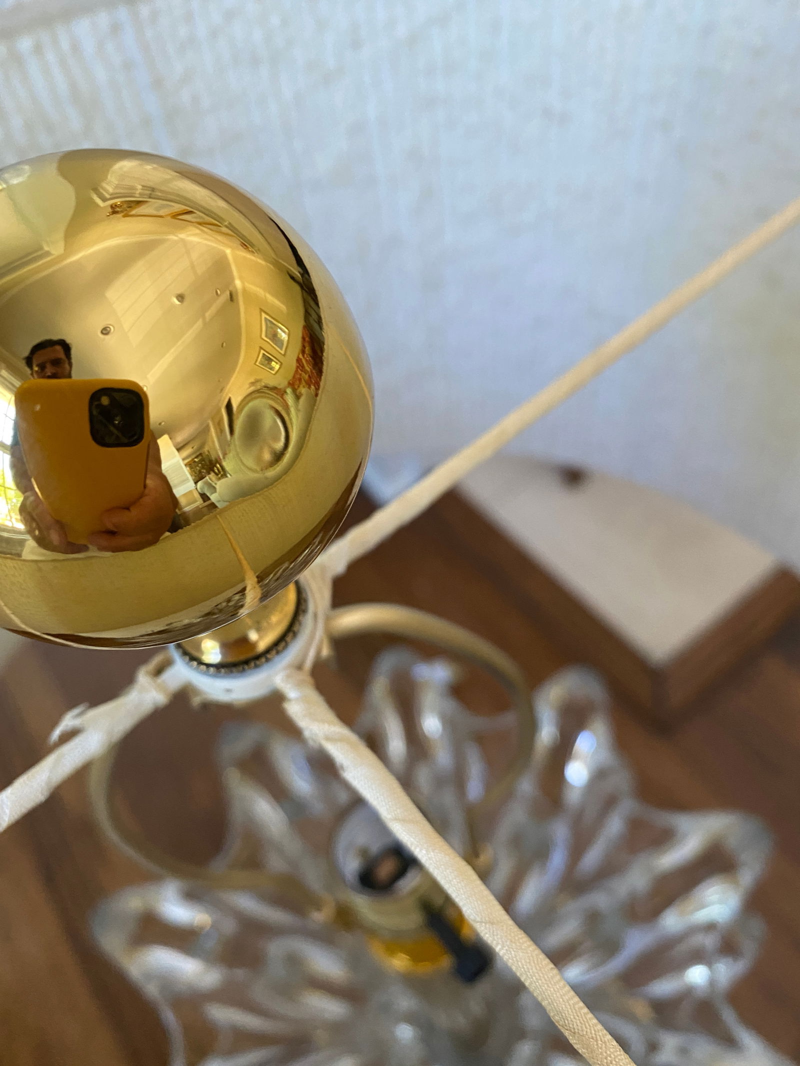 Large 1950s Art Vannes Verrier Crystal and Brass Table Lamp With Original Cloth Drum Shade - 10