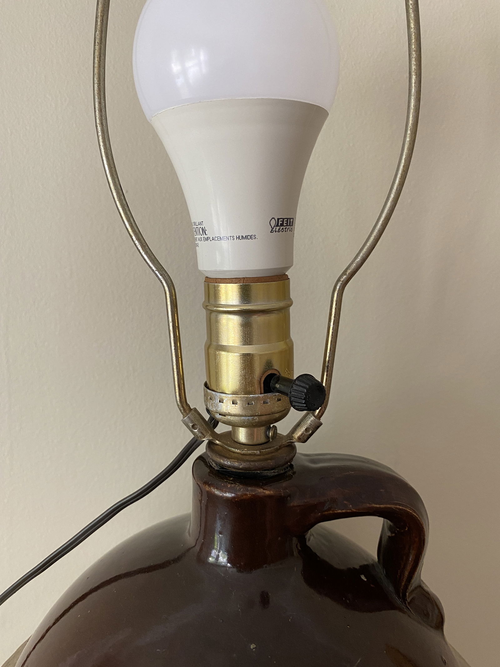 Late 19th Century Southern Folk Art Hand Painted European Cityscape on Whiskey Jug Crock Lamp - 9