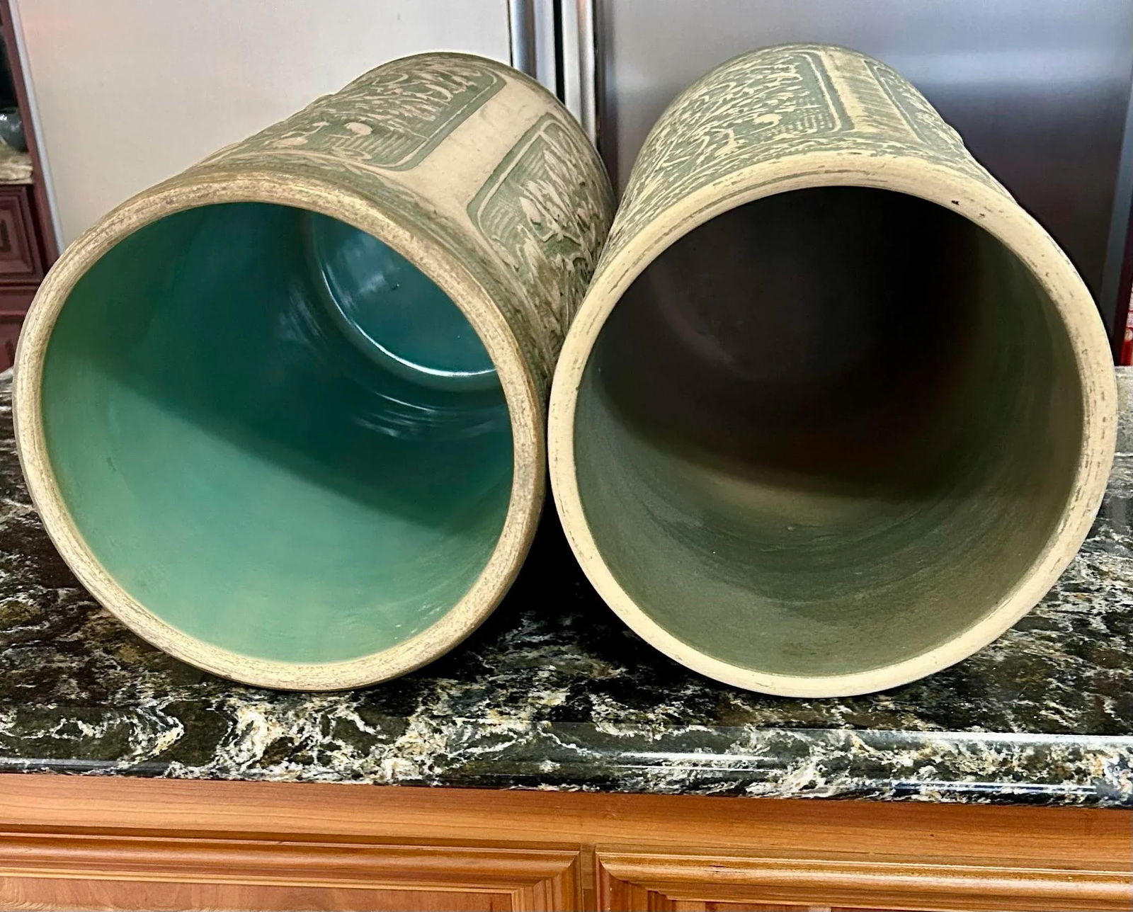 A Pair Of, Robinson Ransbottom 1926 Art Nouveau, Victorian, Luxor Antique, Blue Poppy Patterned Pott - 6