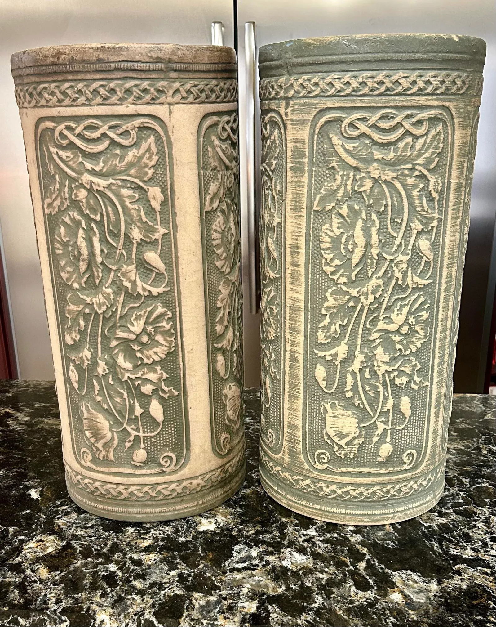 A Pair Of, Robinson Ransbottom 1926 Art Nouveau, Victorian, Luxor Antique, Blue Poppy Patterned Pott - 7