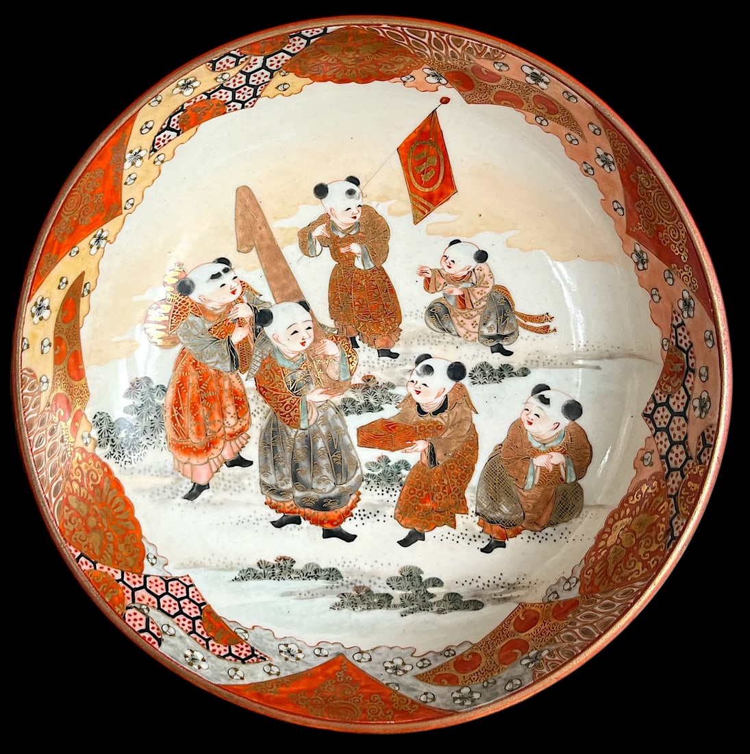 19th Century Antique Meiji Period Kutani-Style Imari Porcelain Nesting Bowls- Set of 3 - 2