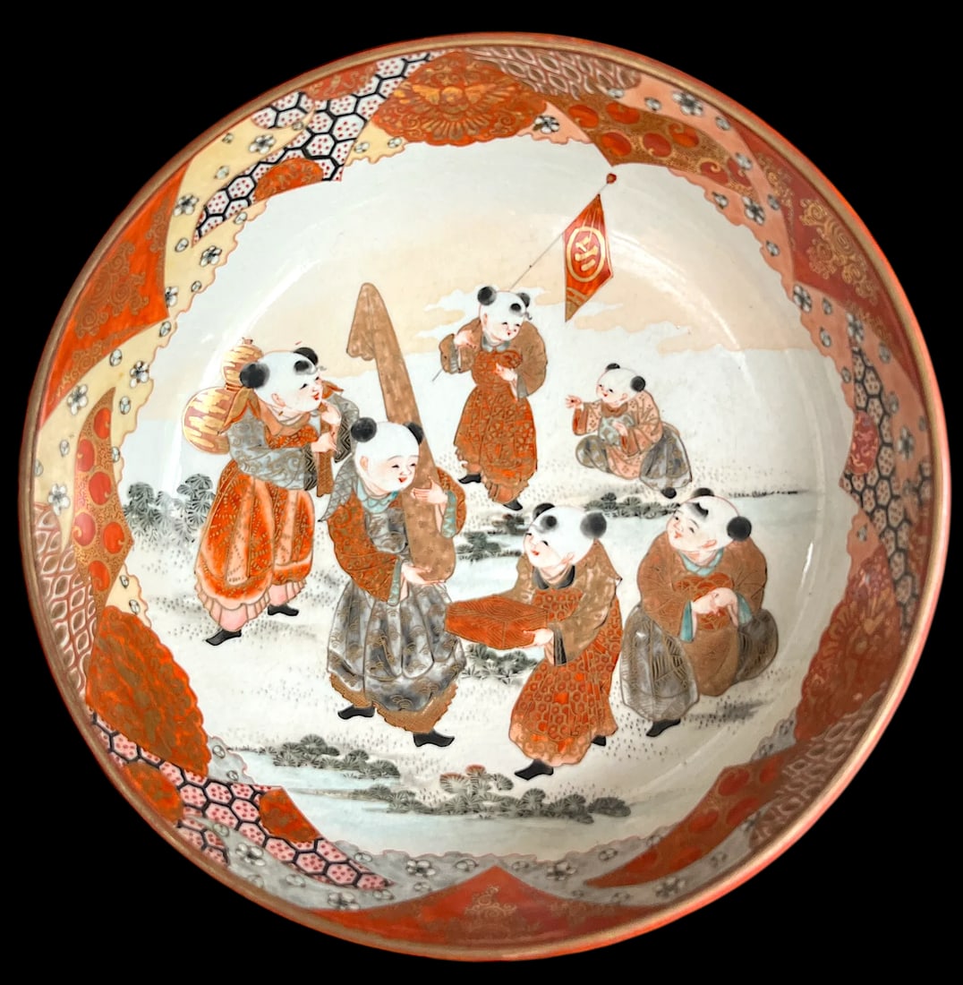 19th Century Antique Meiji Period Kutani-Style Imari Porcelain Nesting Bowls- Set of 3 - 3