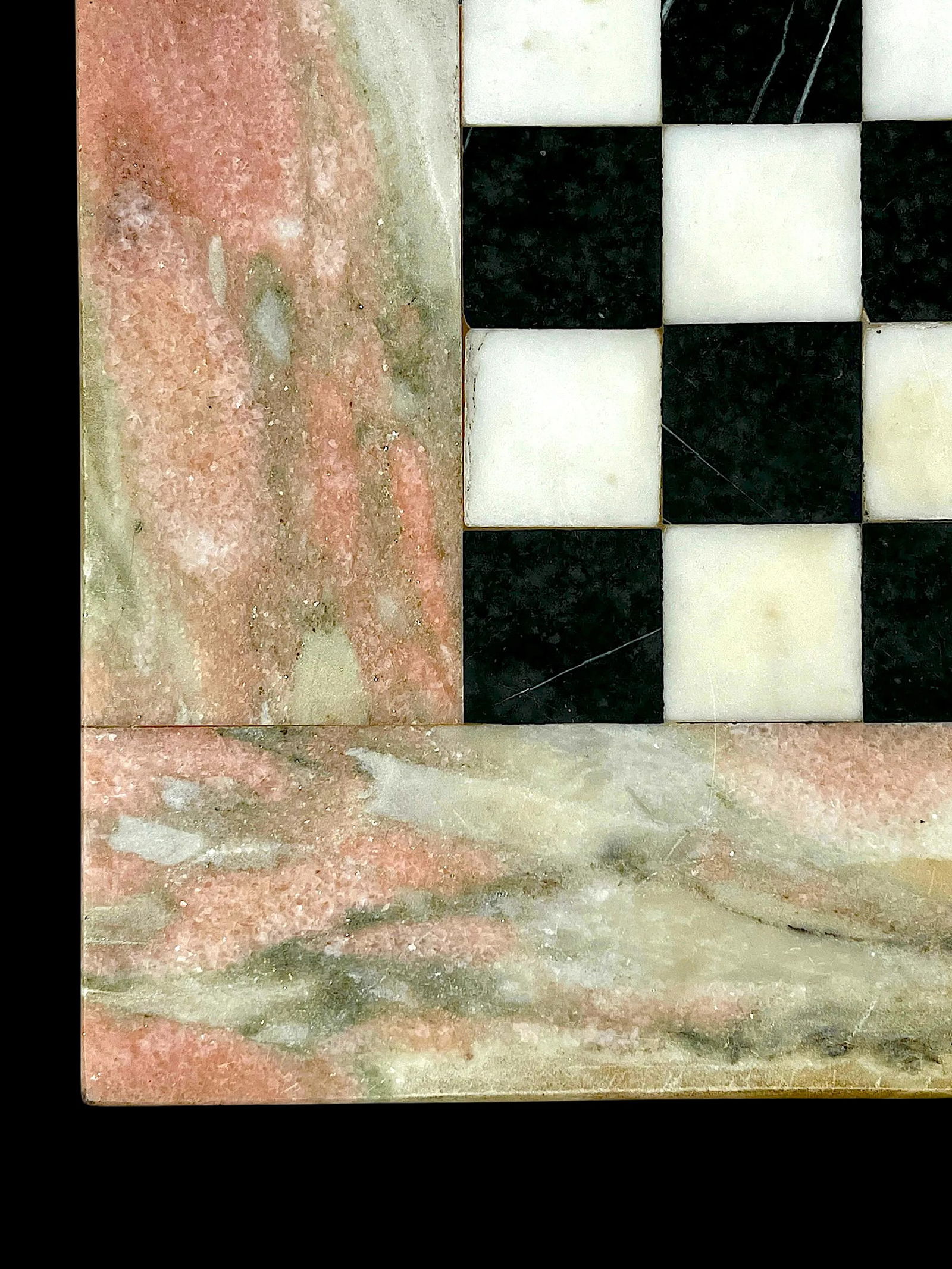 1960s Pink White and Black Marble Checkerboard Tabletop – Square - 2