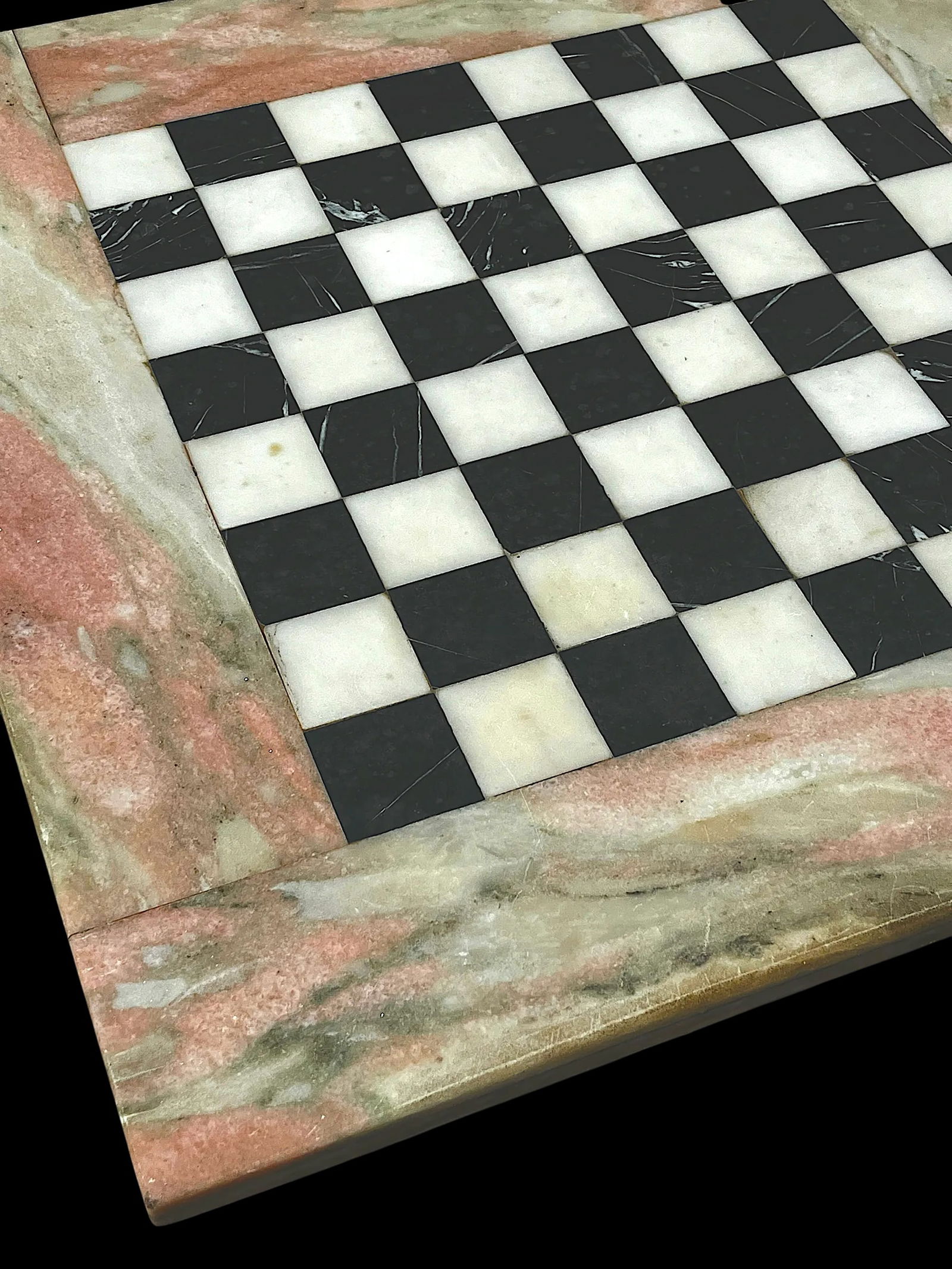 1960s Pink White and Black Marble Checkerboard Tabletop – Square - 4