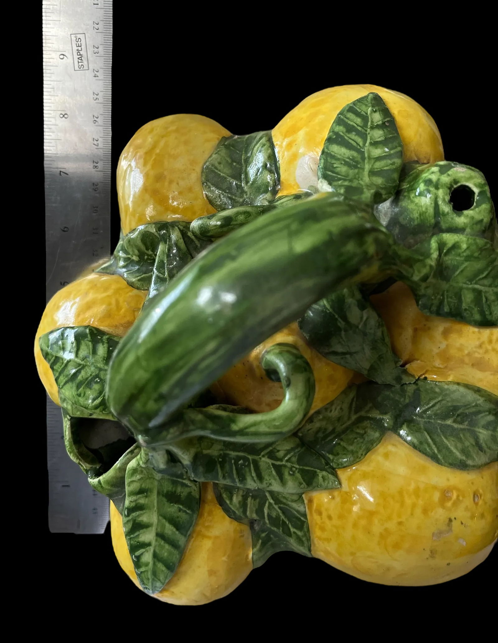 1960s Spanish Majolica Lemons Hand Painted "Botijo" Pitcher Earthenware Water Jug - 11