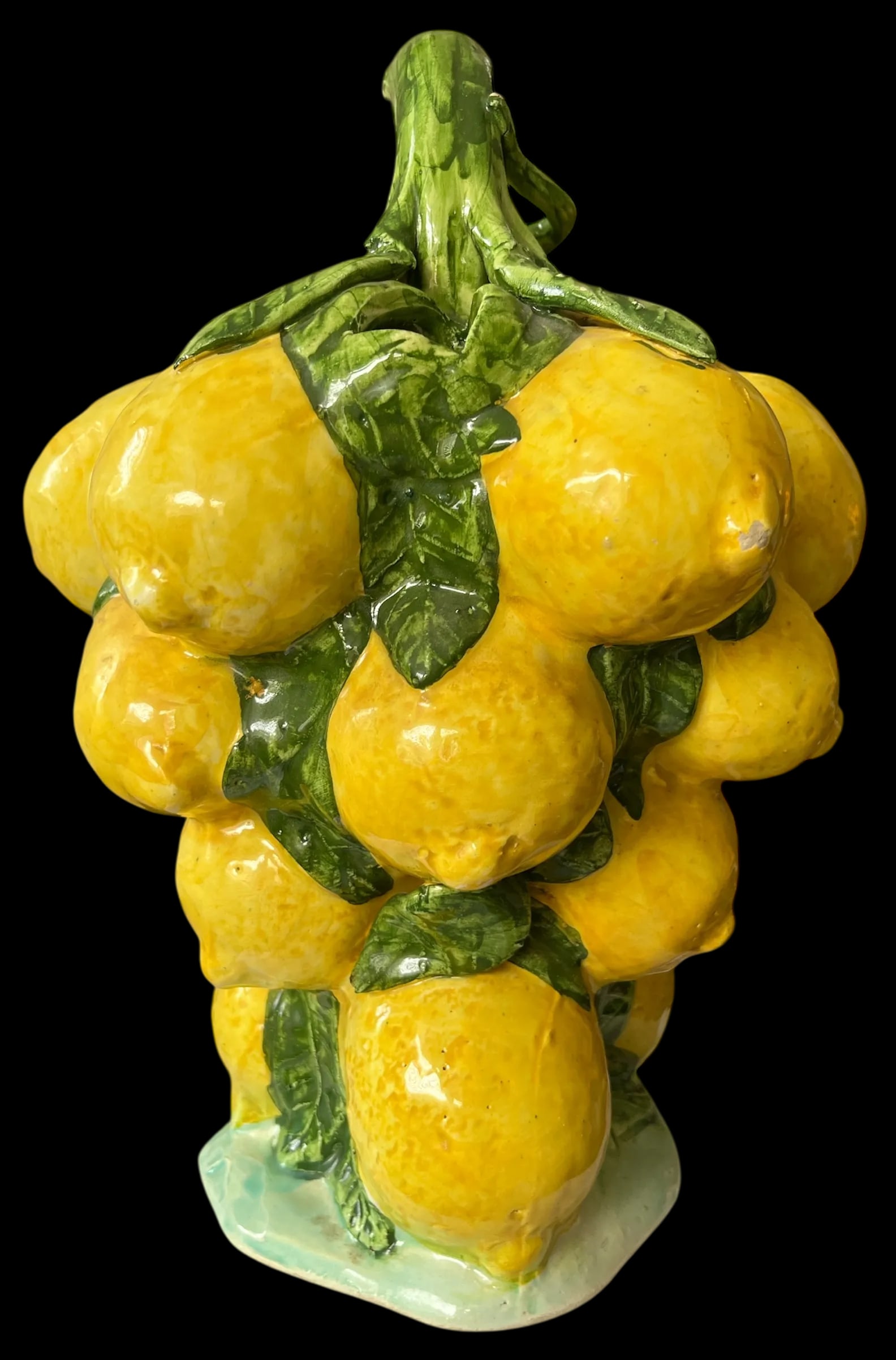 1960s Spanish Majolica Lemons Hand Painted "Botijo" Pitcher Earthenware Water Jug - 2