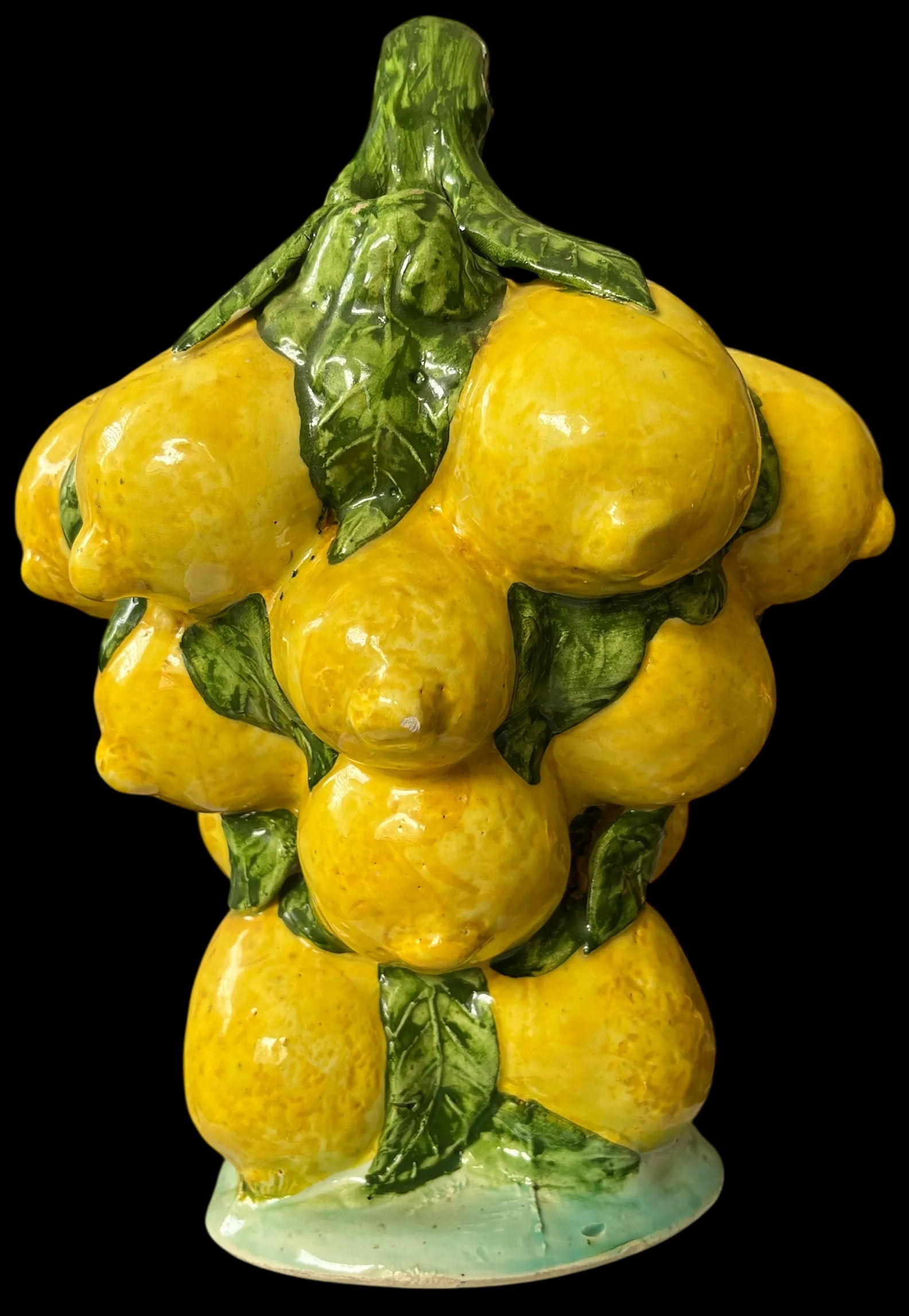 1960s Spanish Majolica Lemons Hand Painted "Botijo" Pitcher Earthenware Water Jug - 4