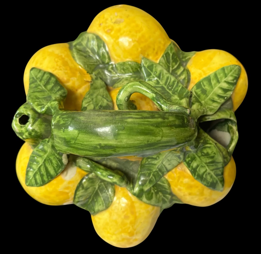 1960s Spanish Majolica Lemons Hand Painted "Botijo" Pitcher Earthenware Water Jug - 6