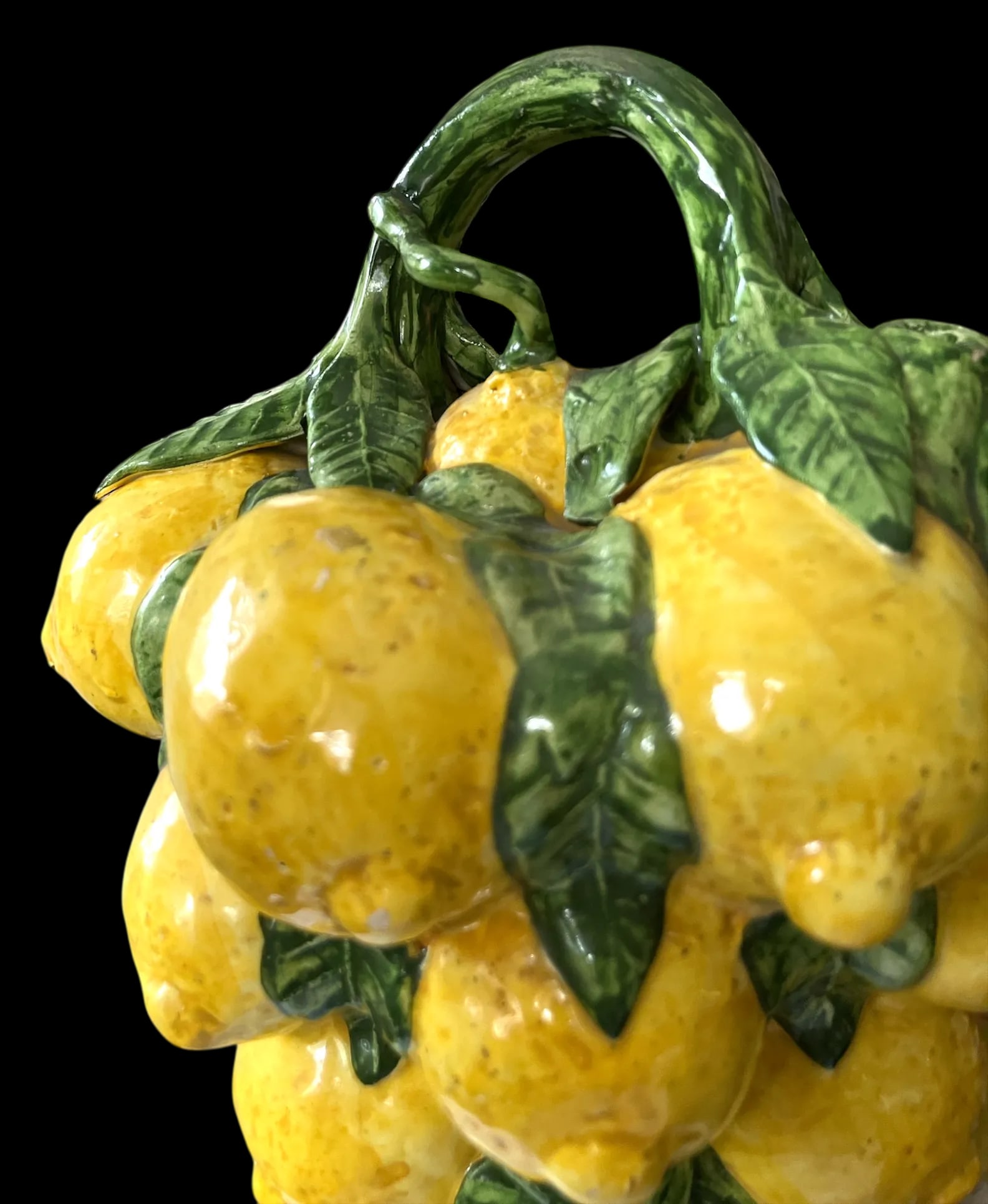 1960s Spanish Majolica Lemons Hand Painted "Botijo" Pitcher Earthenware Water Jug - 7