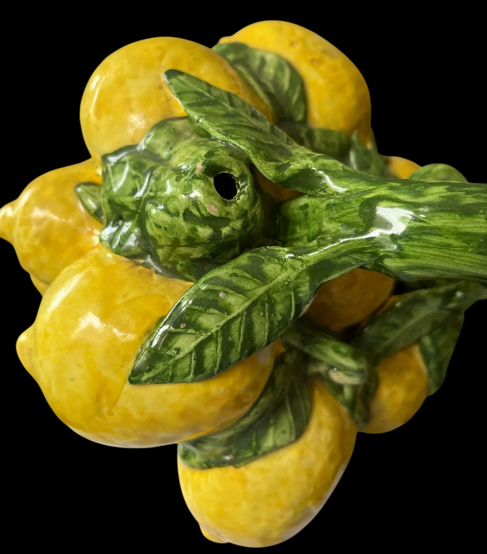 1960s Spanish Majolica Lemons Hand Painted "Botijo" Pitcher Earthenware Water Jug - 8