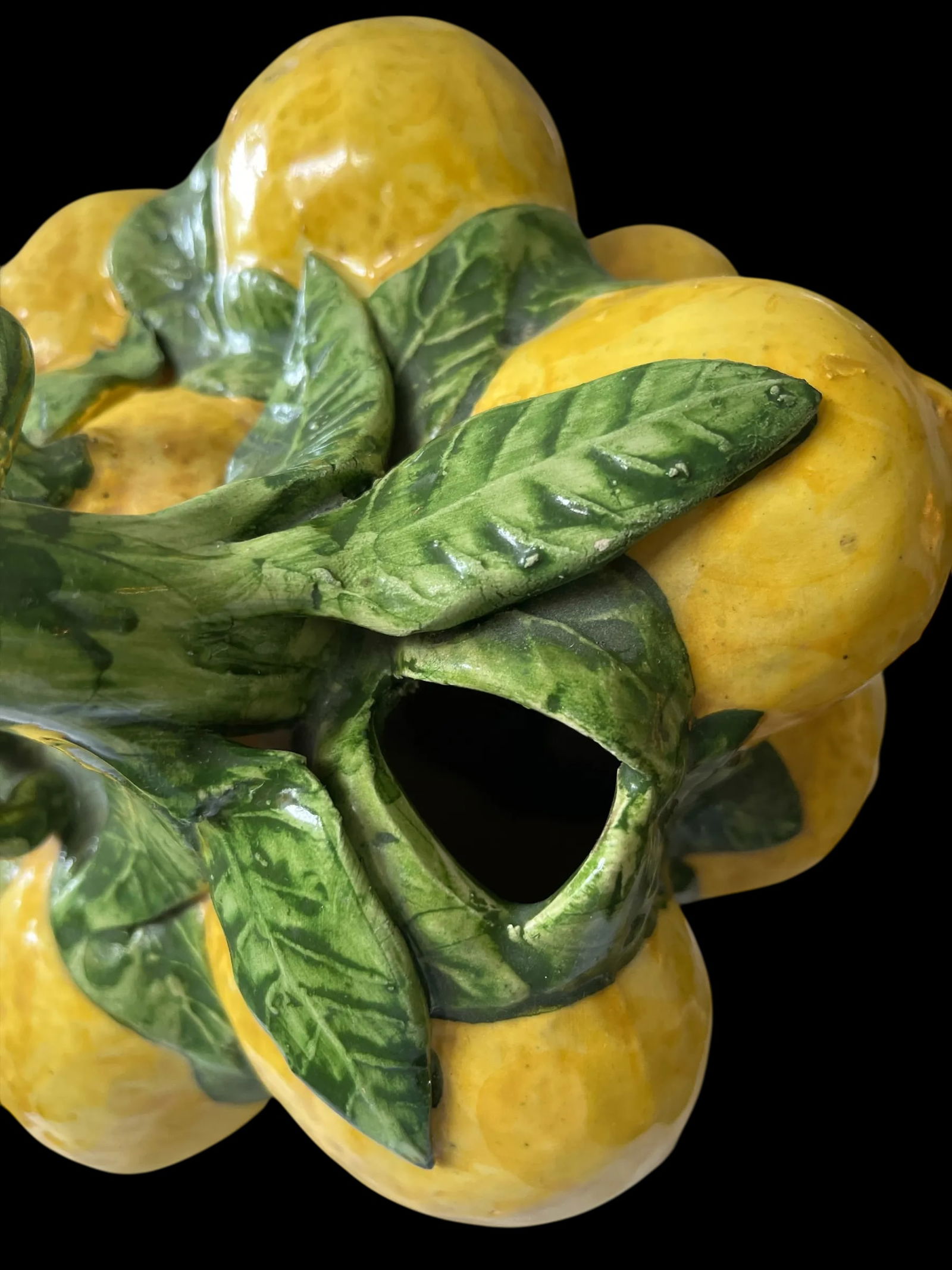 1960s Spanish Majolica Lemons Hand Painted "Botijo" Pitcher Earthenware Water Jug - 9