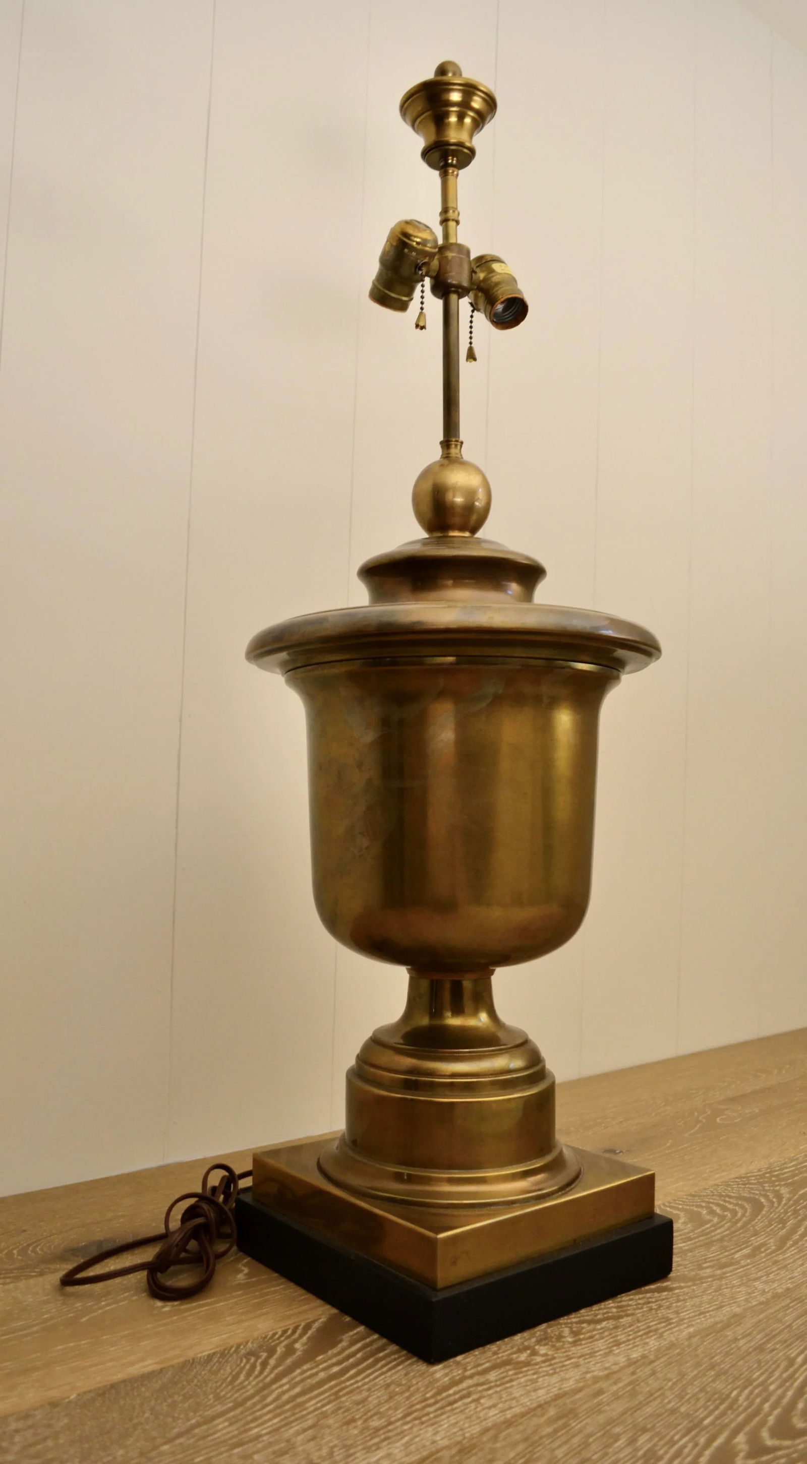 Late 20th Century Brass Urn Lamp on Wood Base by Chapman - 2