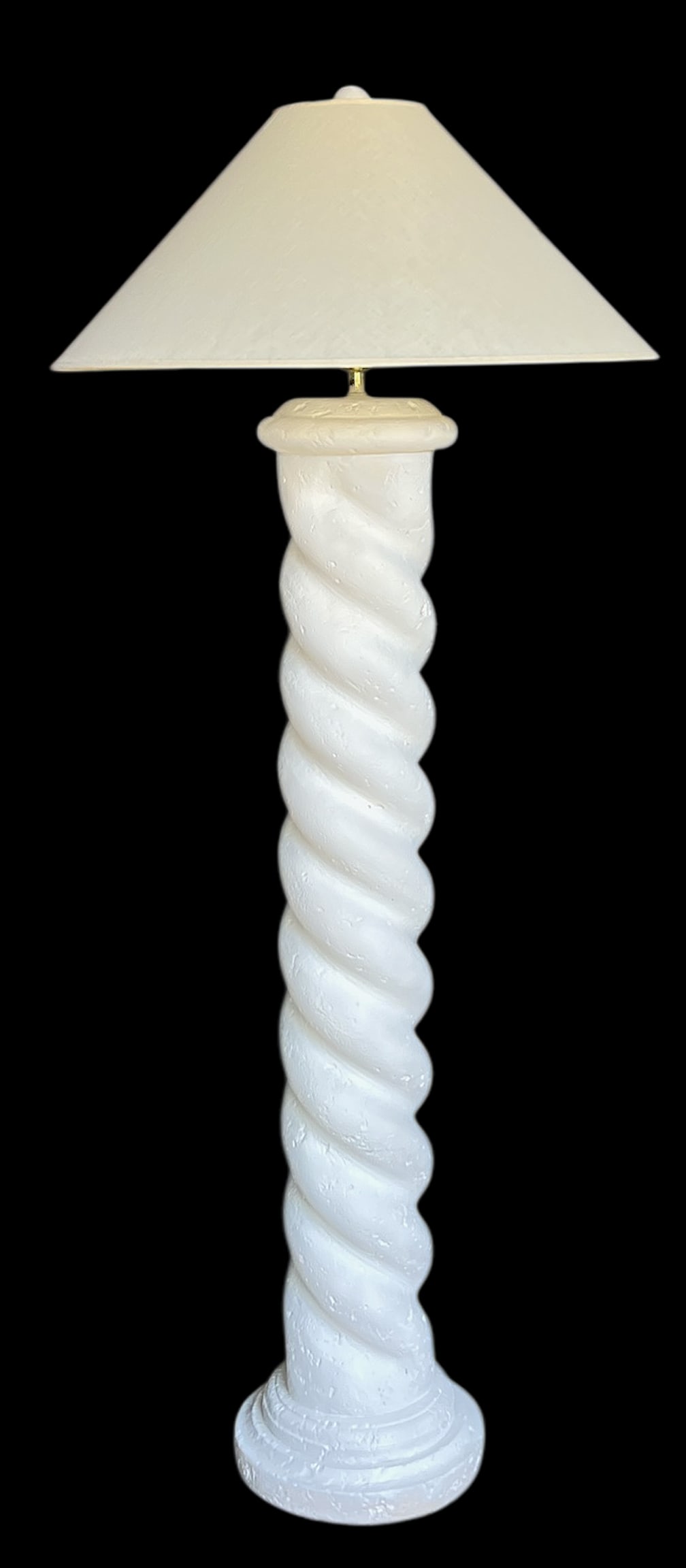 1980s White Plaster Twisted Spiral Column Floor Lamp in the Style of Michael Taylor, John Dickinson - 2