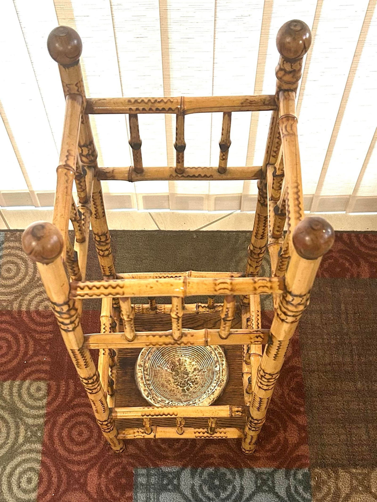 19th Century Antique English Victorian Burnt Bamboo Umbrella/Cane Stand Circa 1890 - 2