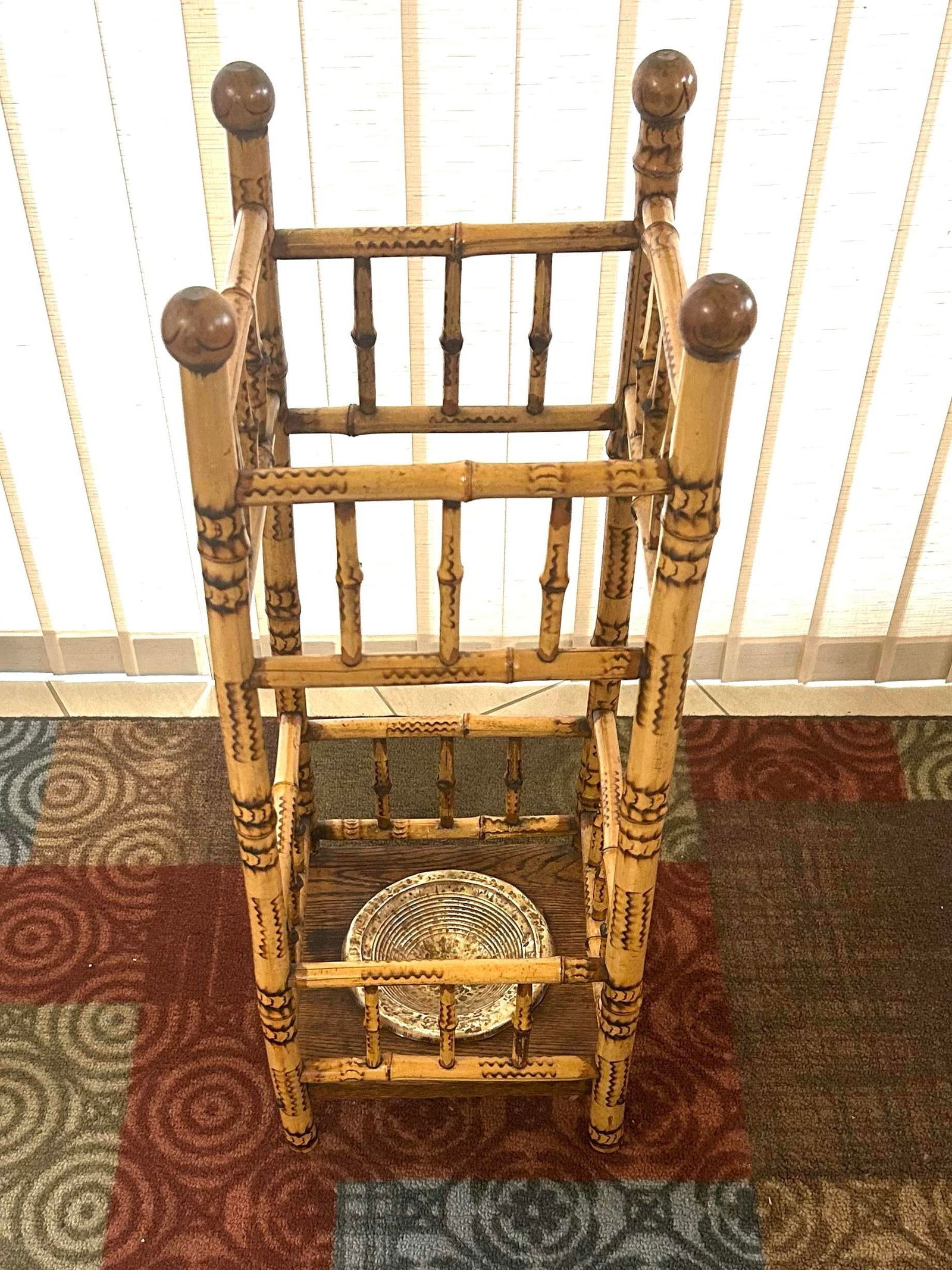 19th Century Antique English Victorian Burnt Bamboo Umbrella/Cane Stand Circa 1890 - 6