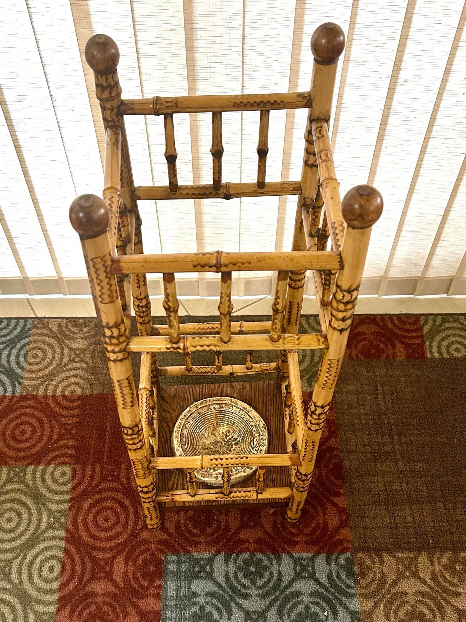 19th Century Antique English Victorian Burnt Bamboo Umbrella/Cane Stand Circa 1890 - 7