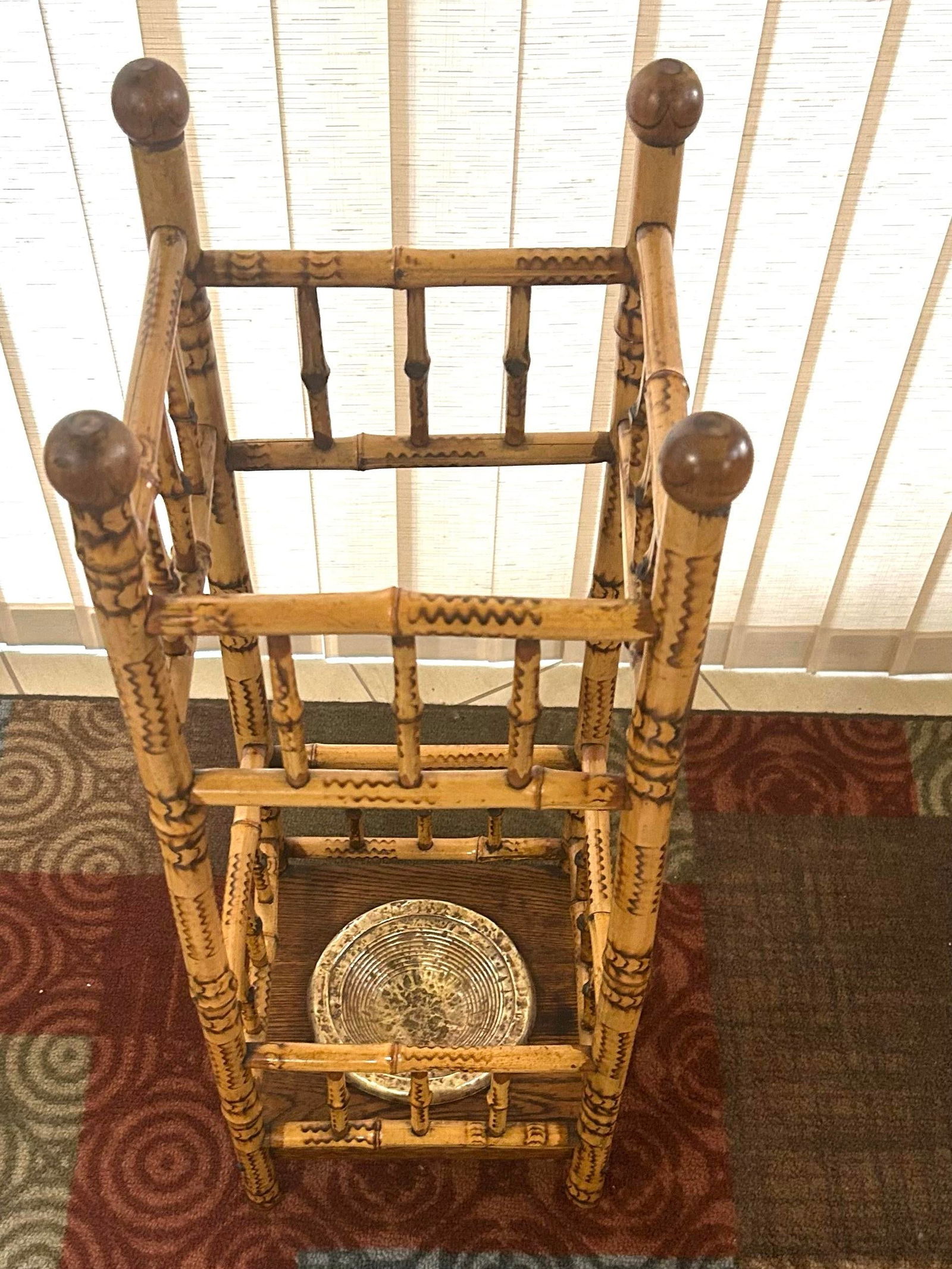 19th Century Antique English Victorian Burnt Bamboo Umbrella/Cane Stand Circa 1890 - 9