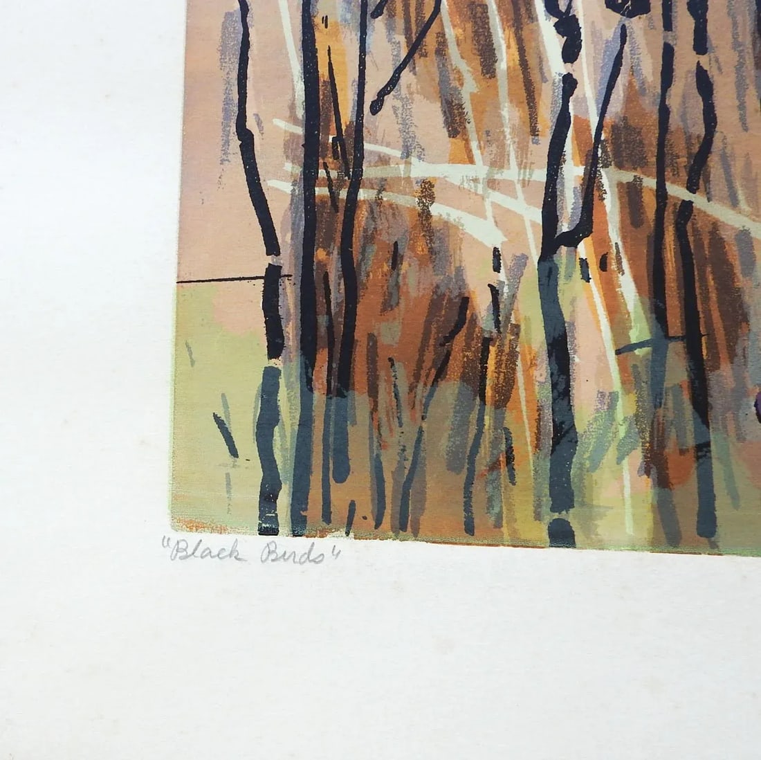 Mid 20th Century Guy MacCoy Black Birds Serigraph Print - 2