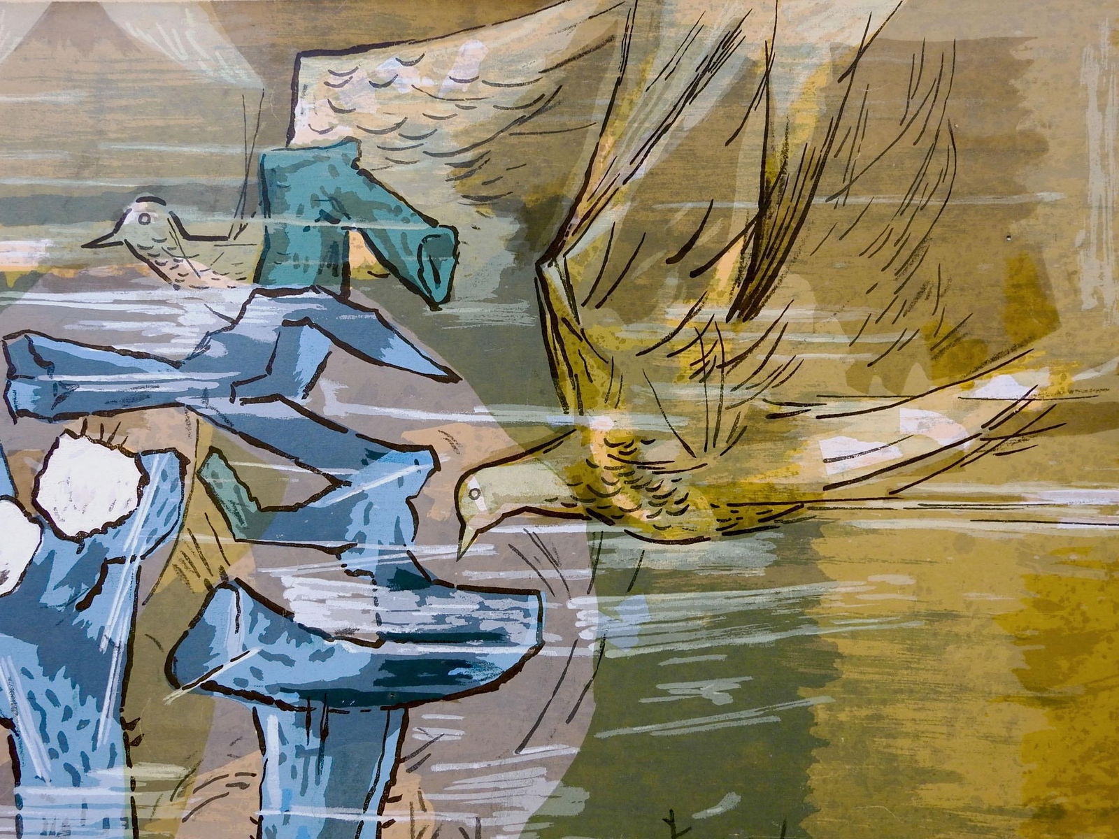 Mid 20th Century Abstract Birds Serigraph by Guy MacCoy - 4